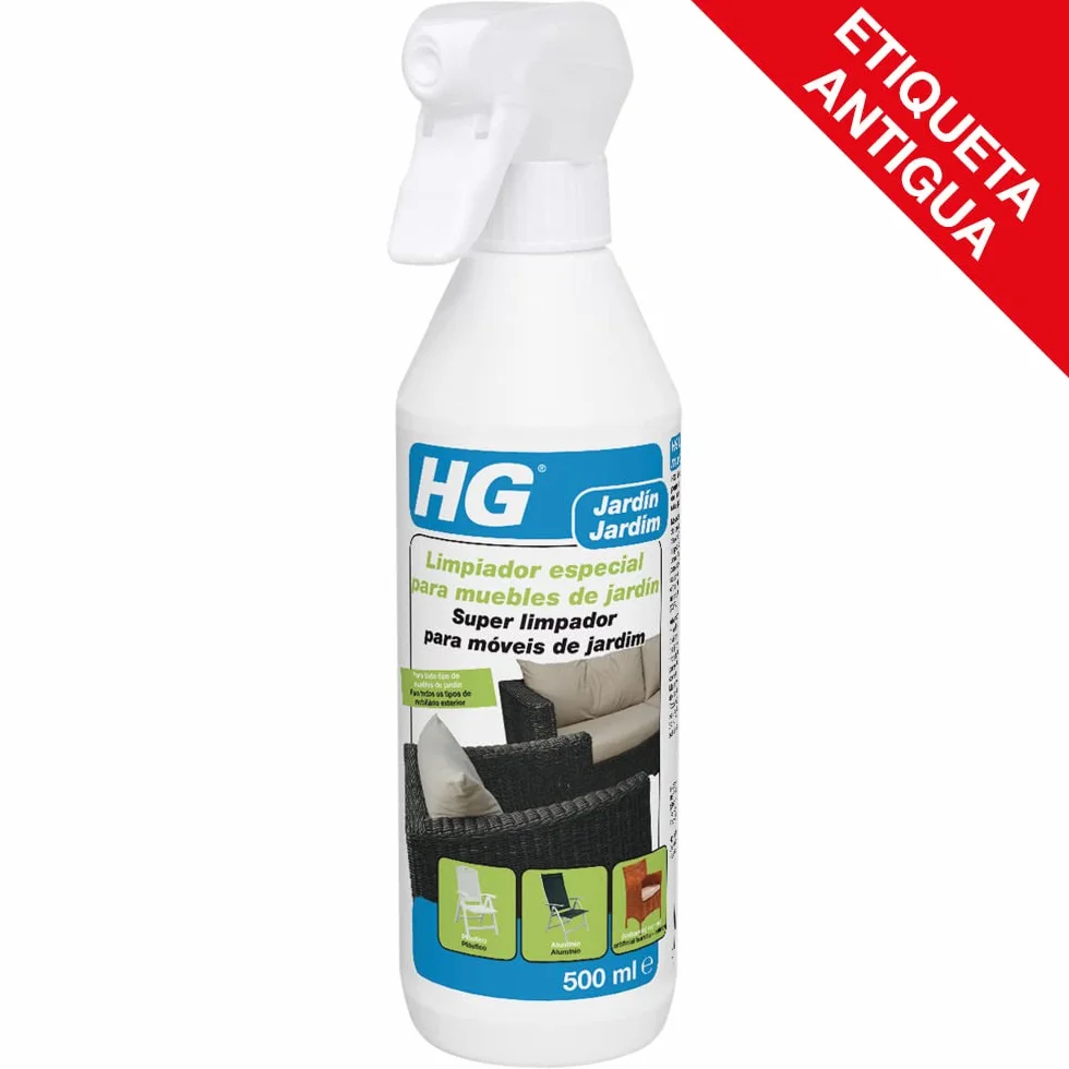 HG Limpiador Muebles de Jardín Sintéticos, Spray Limpiador Exteriores, Quita Manchas, 500ml