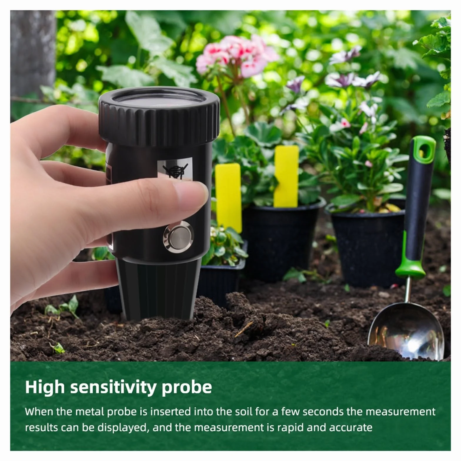 Medidor de humedad del suelo Medidor de PH de humedad del suelo de mano probador de humedad y acidez sonda de Sensor de Metal 3 ~ 8ph higrómetro sin batería for plantar herramienta de jardín Fiable y