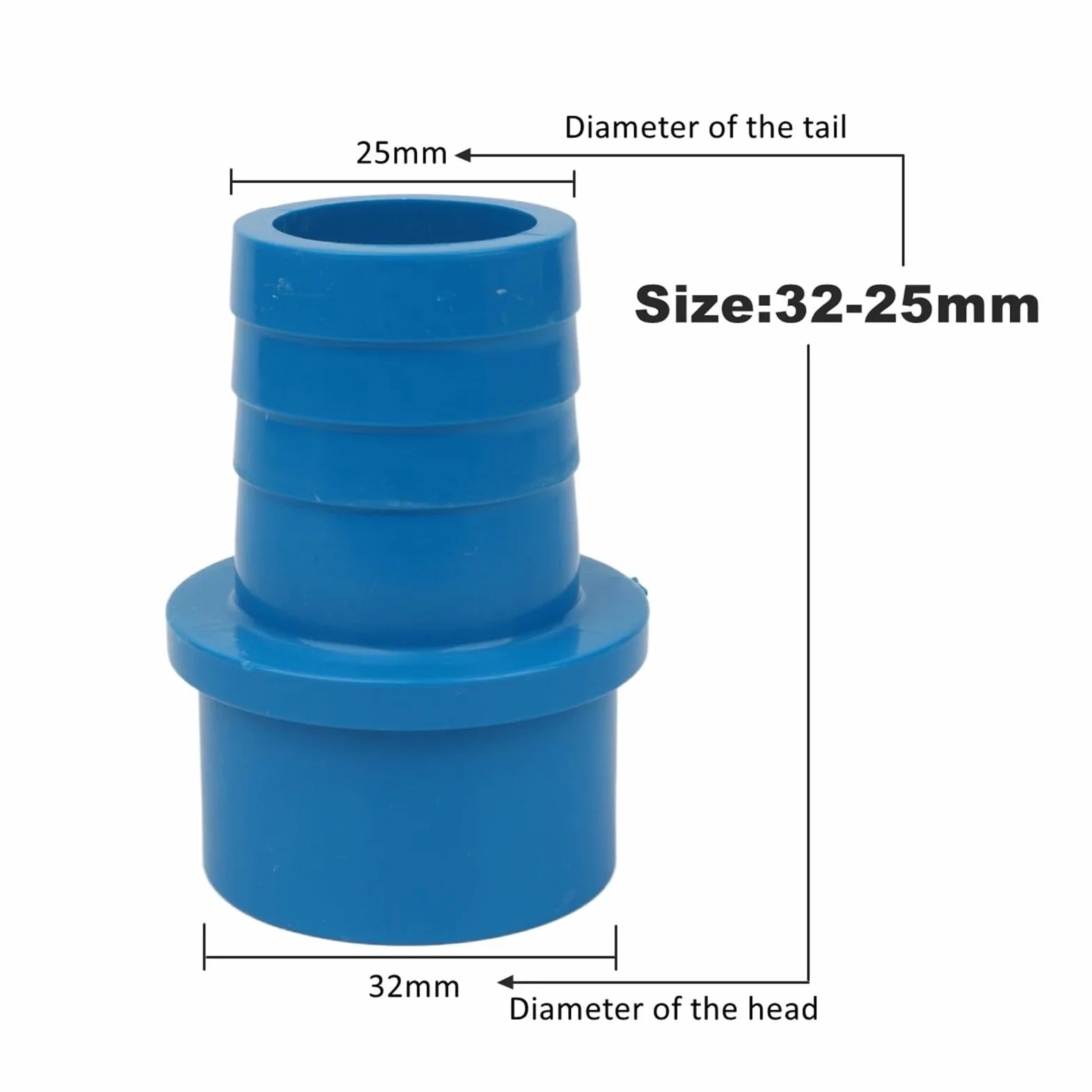 Juntas de Pagoda de tubo de PVC azul, adaptador de manguera de 20/25/32mm a 5/8/10/12/14/16/18/20mm, conector de riego de jardín, accesorios de tubo de agua(20-16mm,50 Pieces)