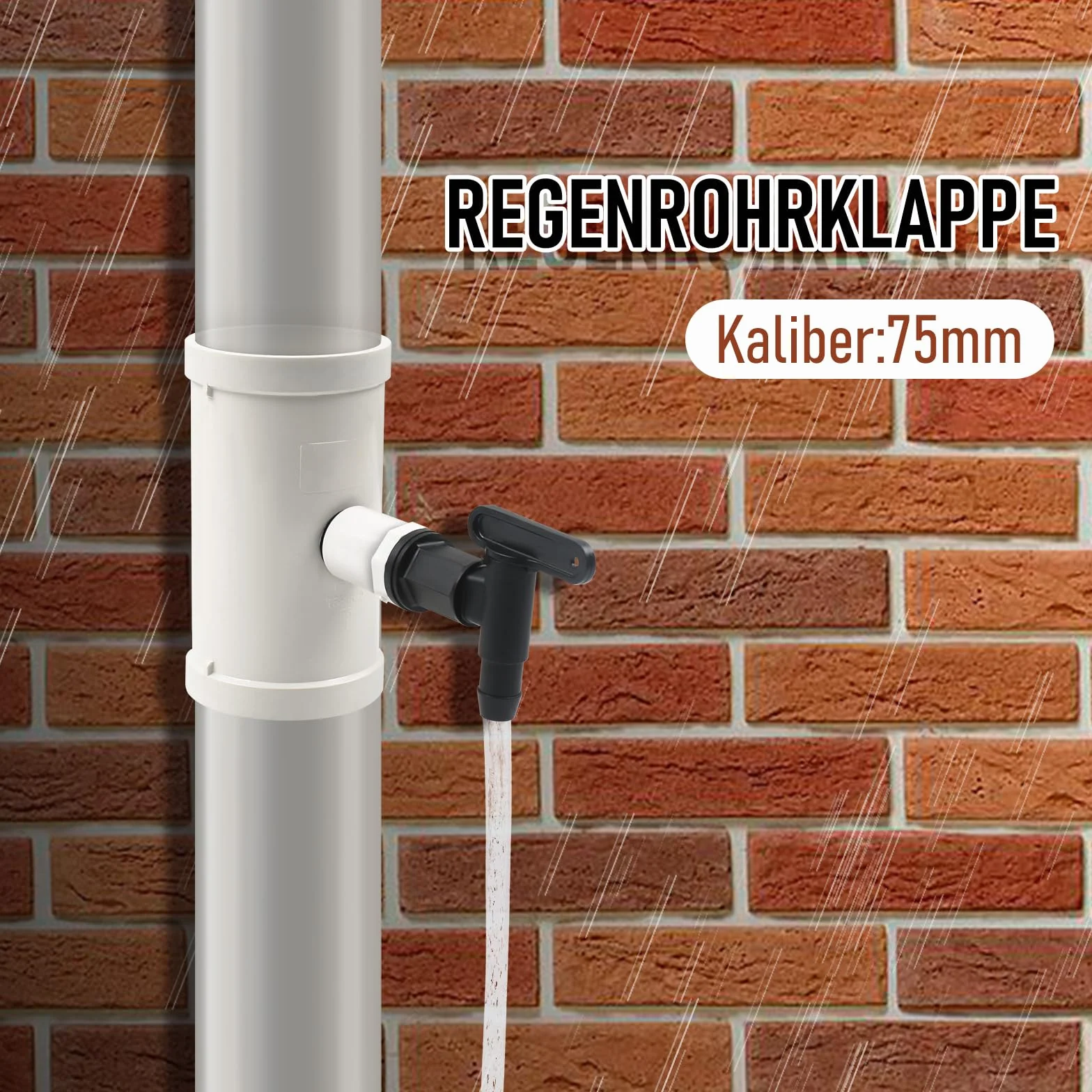 Tubo de 75 mm para colector de agua de lluvia, accesorio de conexión