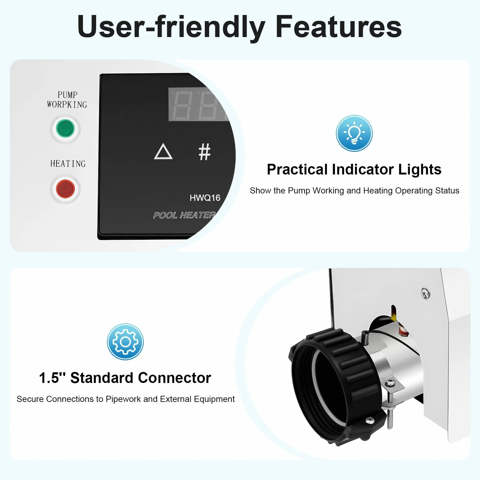 Calefacción eléctrica de piscina 3 kW termostato intercambiador de calor