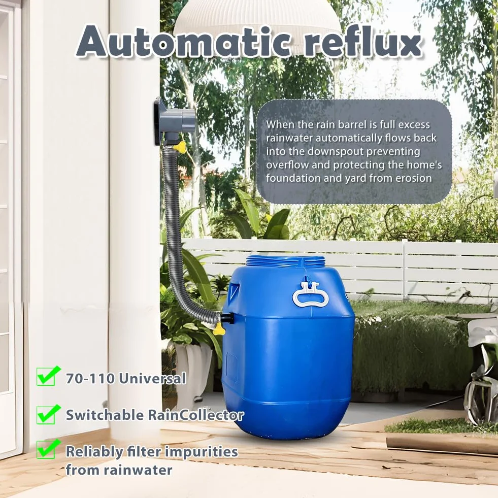 Colector de agua de lluvia para bajantes 70-110 mm, conector tuberías lluvia, techos hasta 80 m²