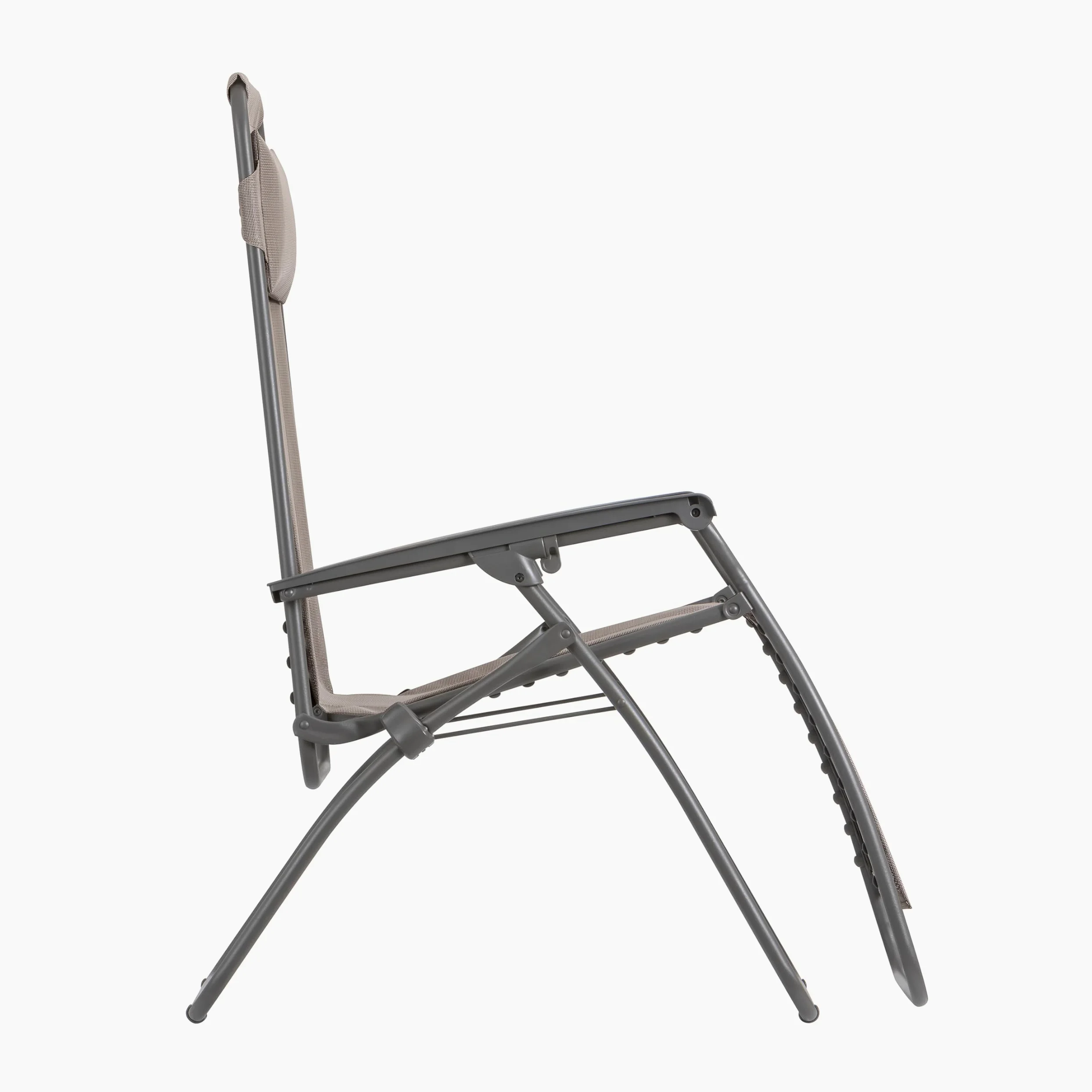 Lafuma Mobilier - R Clip PL AMZ - Silla Relax Gravedad Cero – Silla Reclinable Plegable Multiposición para Terraza, Jardín y Balcón - Fabricado en Francia - Castaño Beige/Titanio