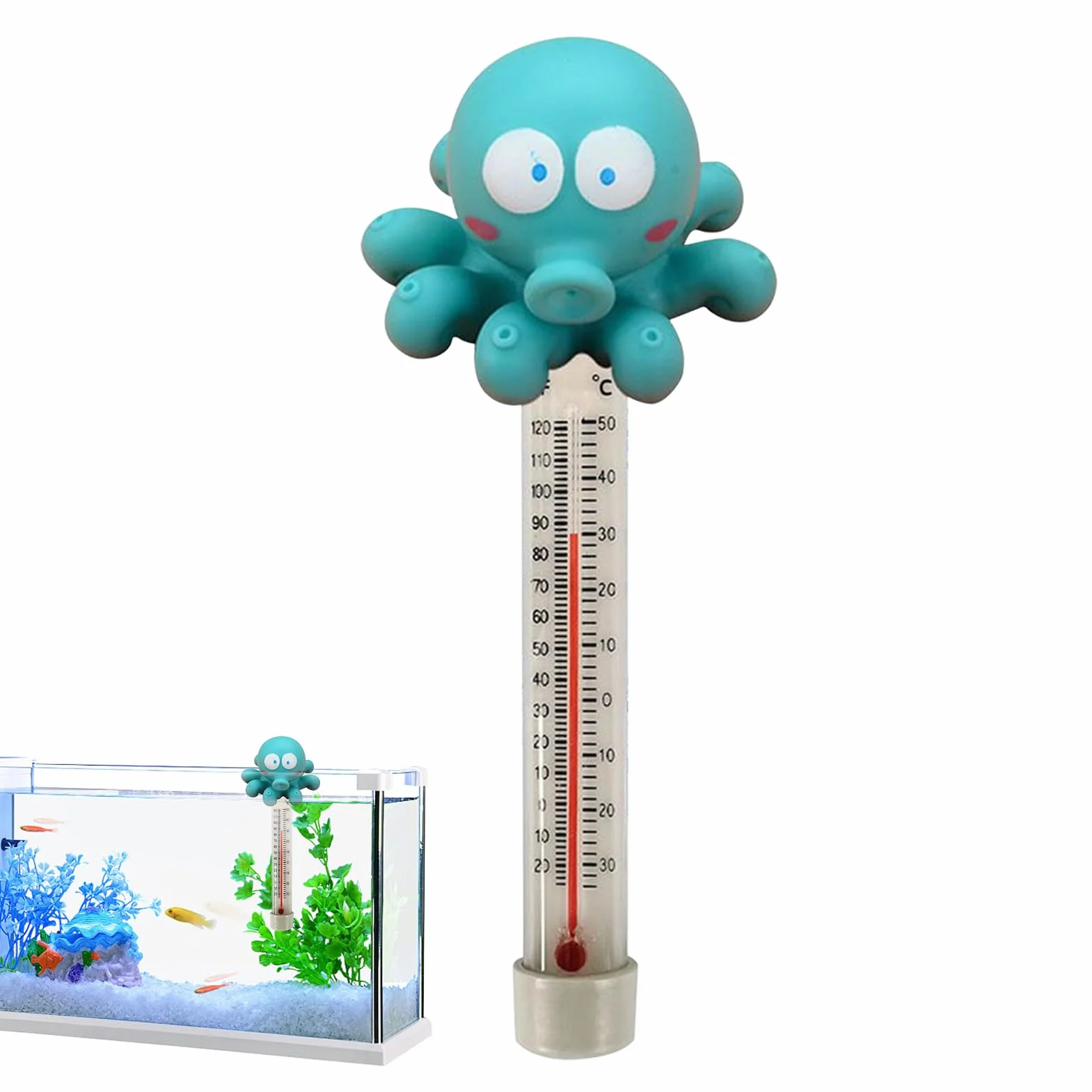Termómetro flotante para piscinas con cuerda y diseño de animales