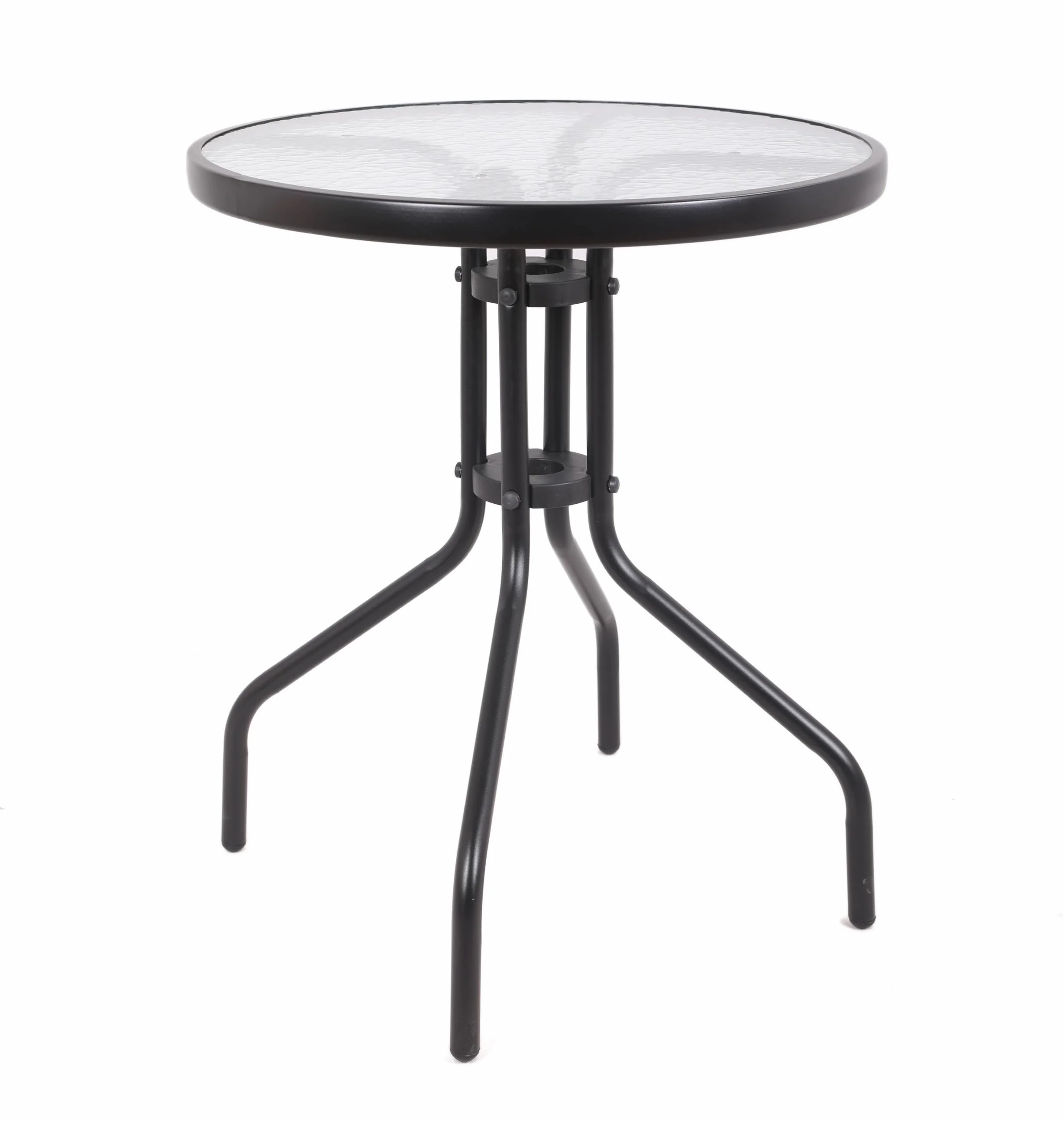 Mesa Bistró Plegable Acero Recubrimiento Polvo Vidrio Templado 60x70 cm Marrón Exterior