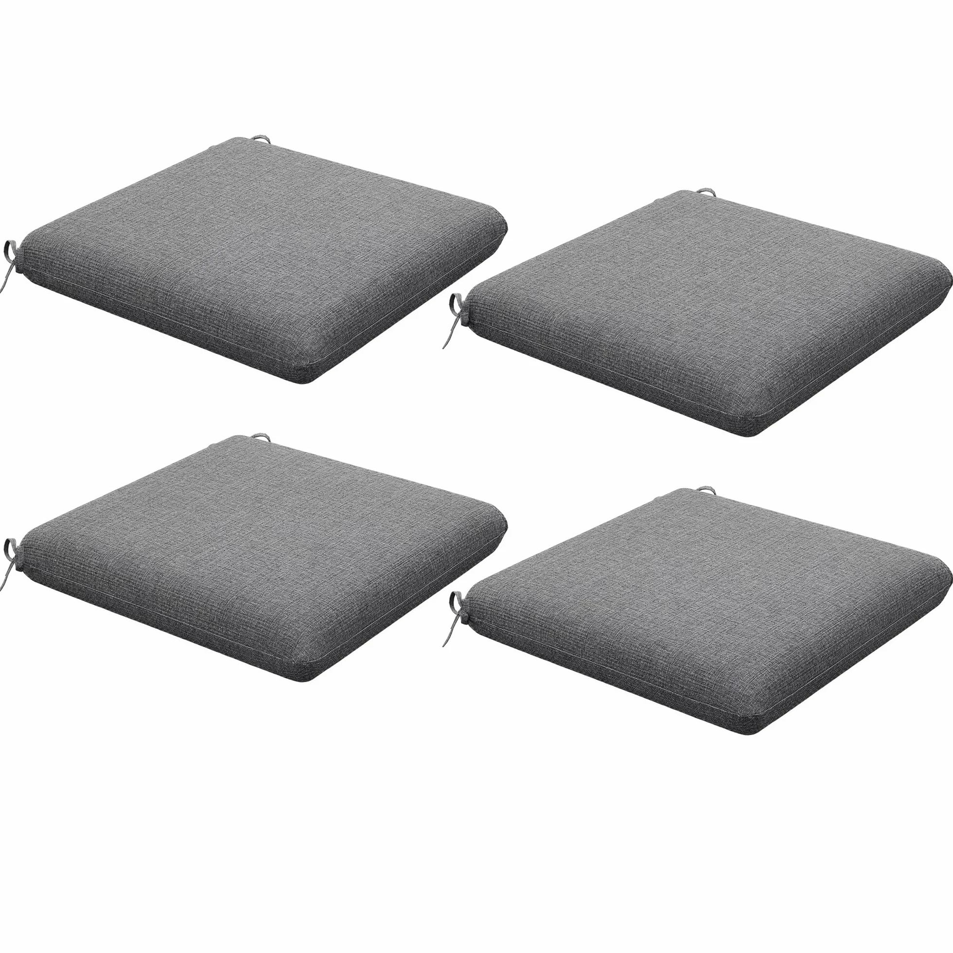 Outsunny Conjunto de Cojines para Sillas de Comedor 47x47x7 cm Juego de 4 Piezas Impermeable Protección UV 50+ Gris