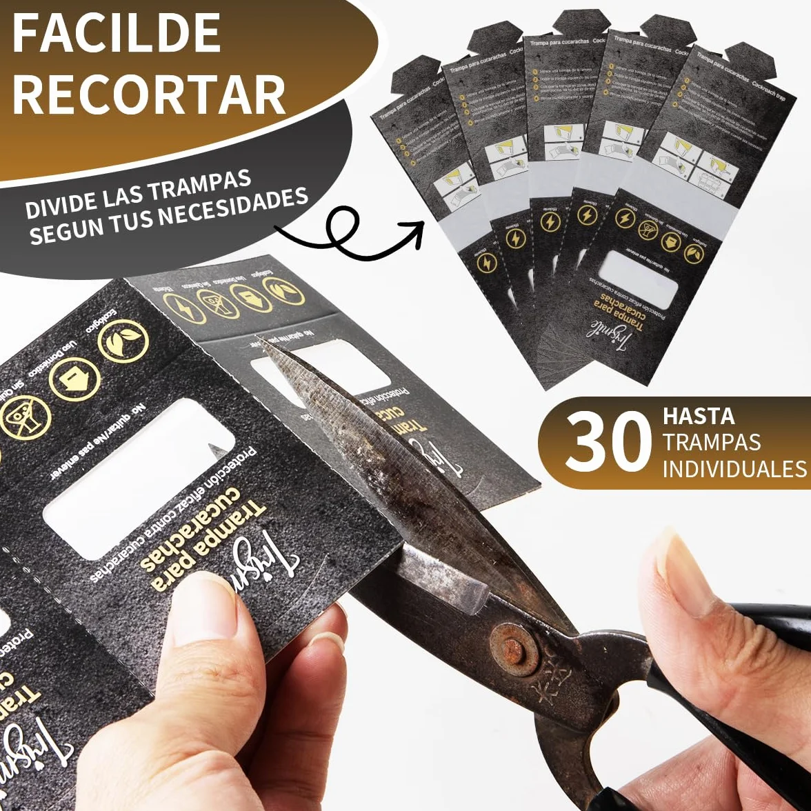 Trampas para Cucarachas 30 Piezas - Adhesivo Extra Fuerte con Atrayente Sin Químicos - Seguro para Niños y Mascotas