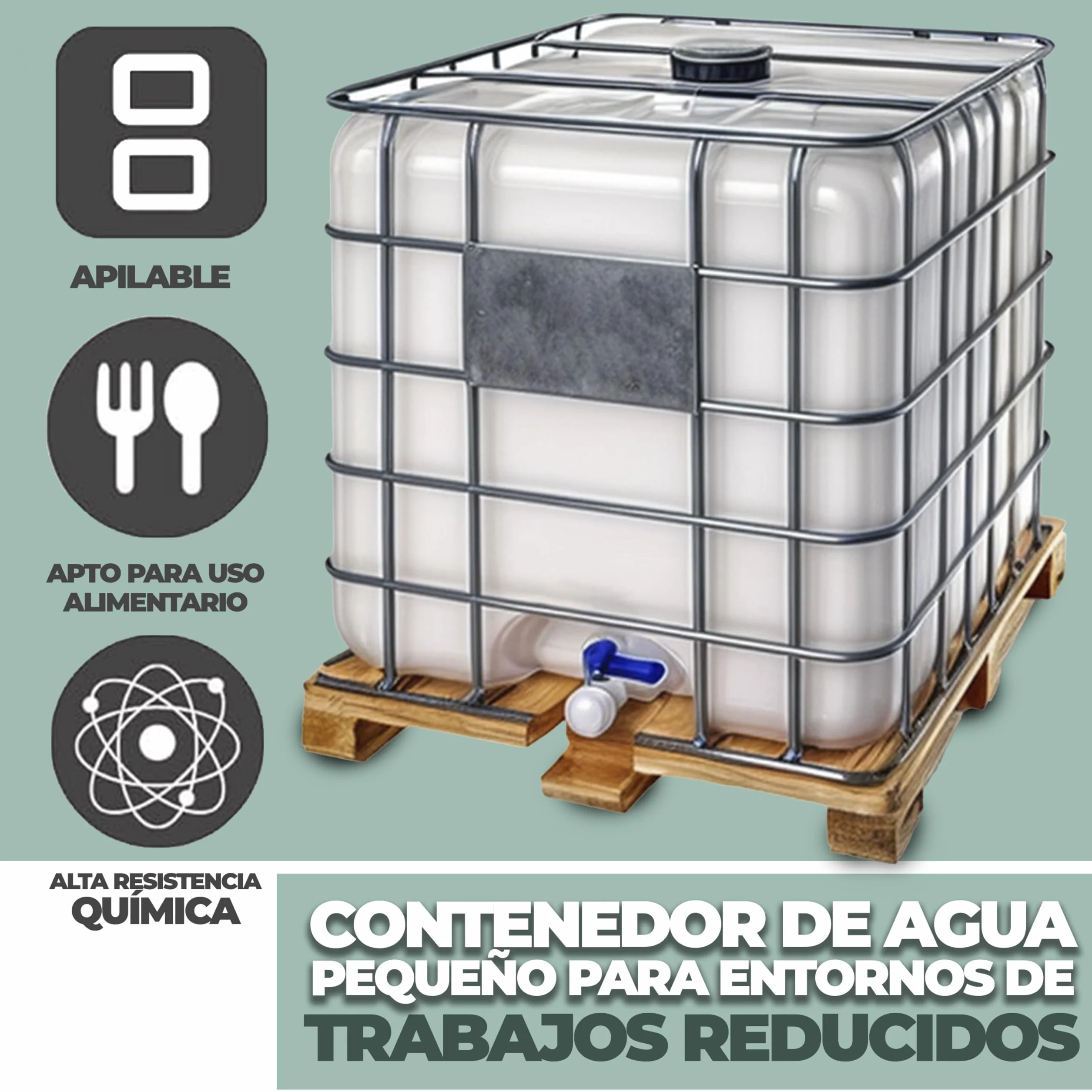 IBC-GRG Contenedor depósito 1000 litros con palet de madera