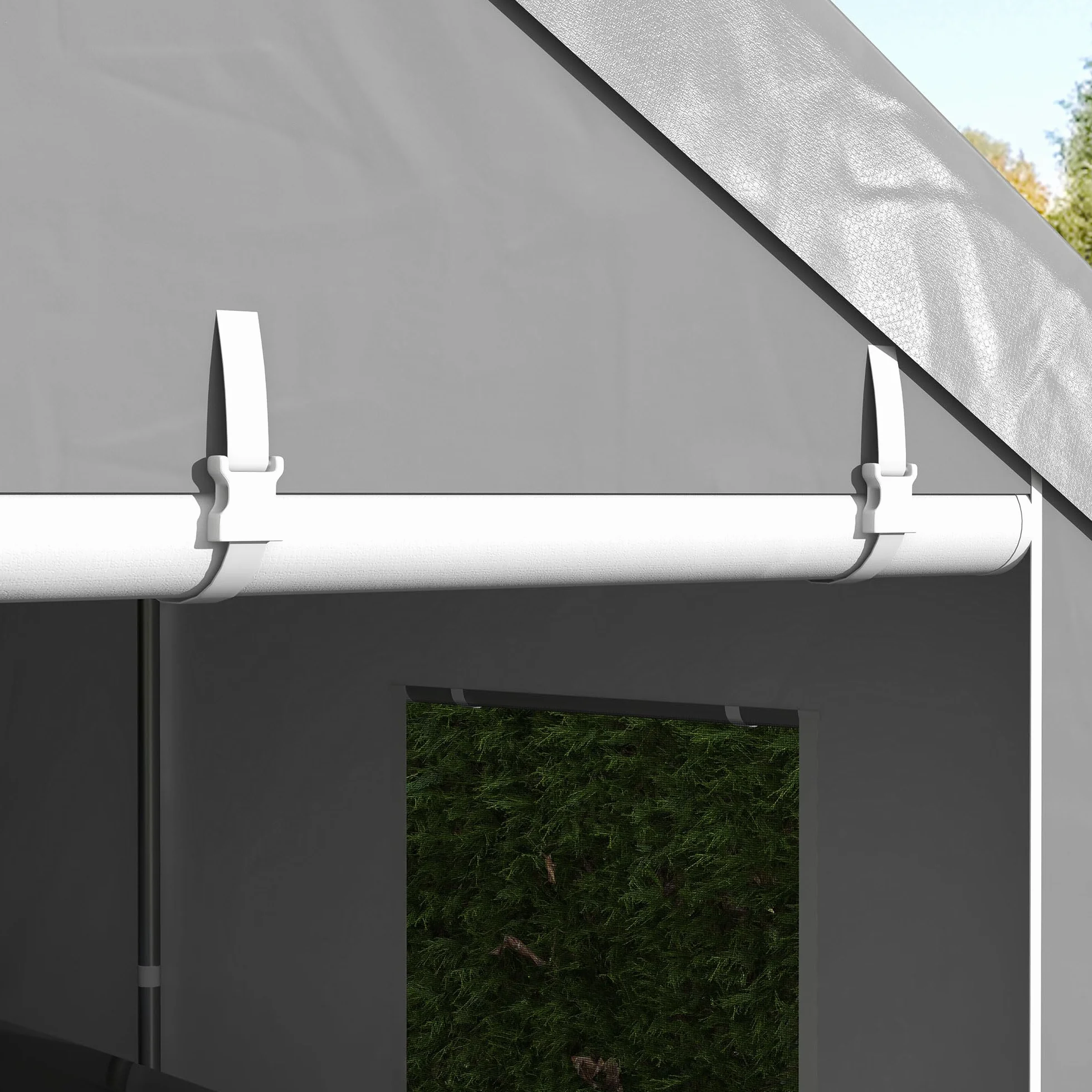 Outsunny Tente cochera Garaje 6L x 2,95l x 2,78H m Acero galvanizado PE Alta Densidad 160 g/m² Impermeable Anti-UV 2 Puertas enrollables 6 Ventanas