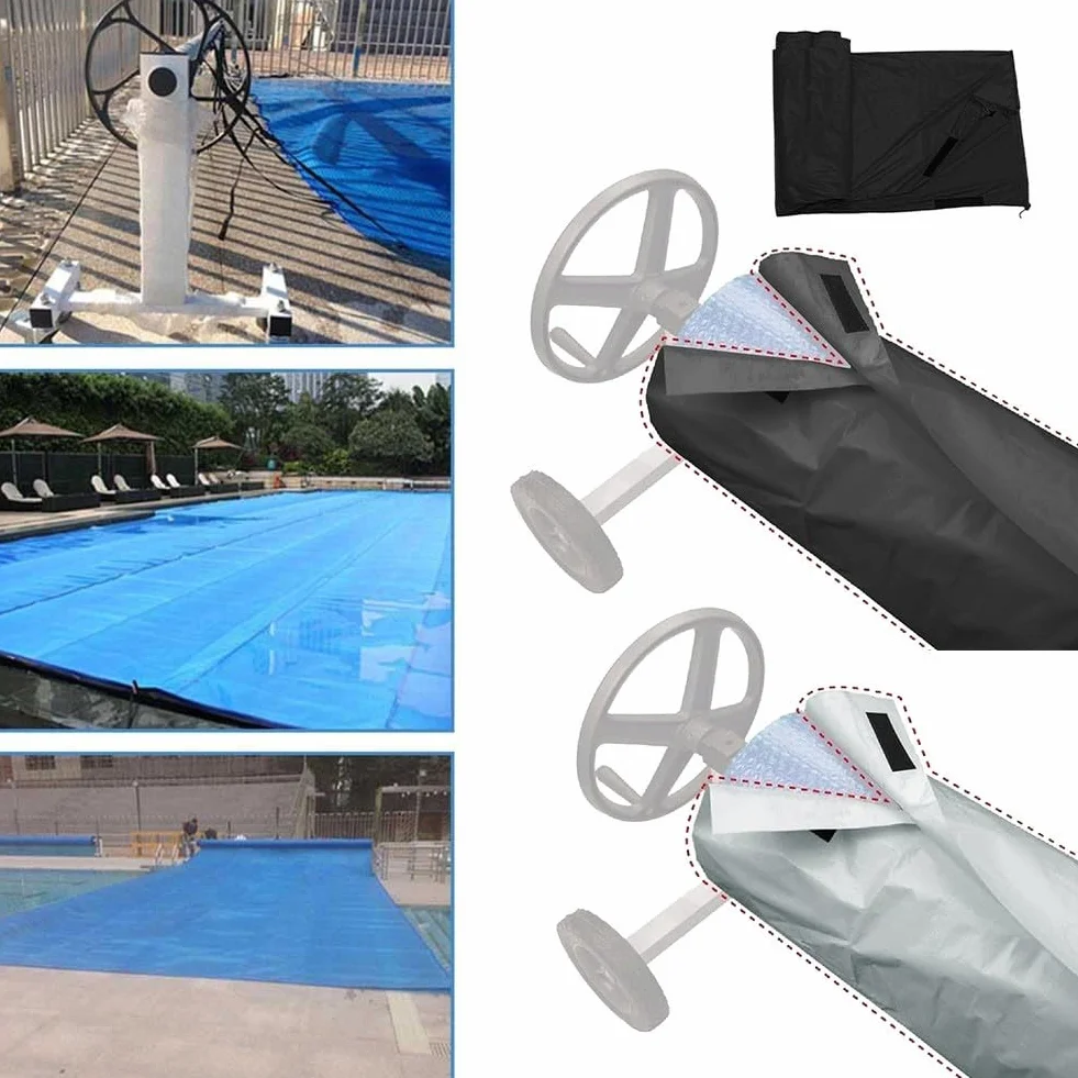 Rodillo protector manta solar piscina cubrir piscinas gris