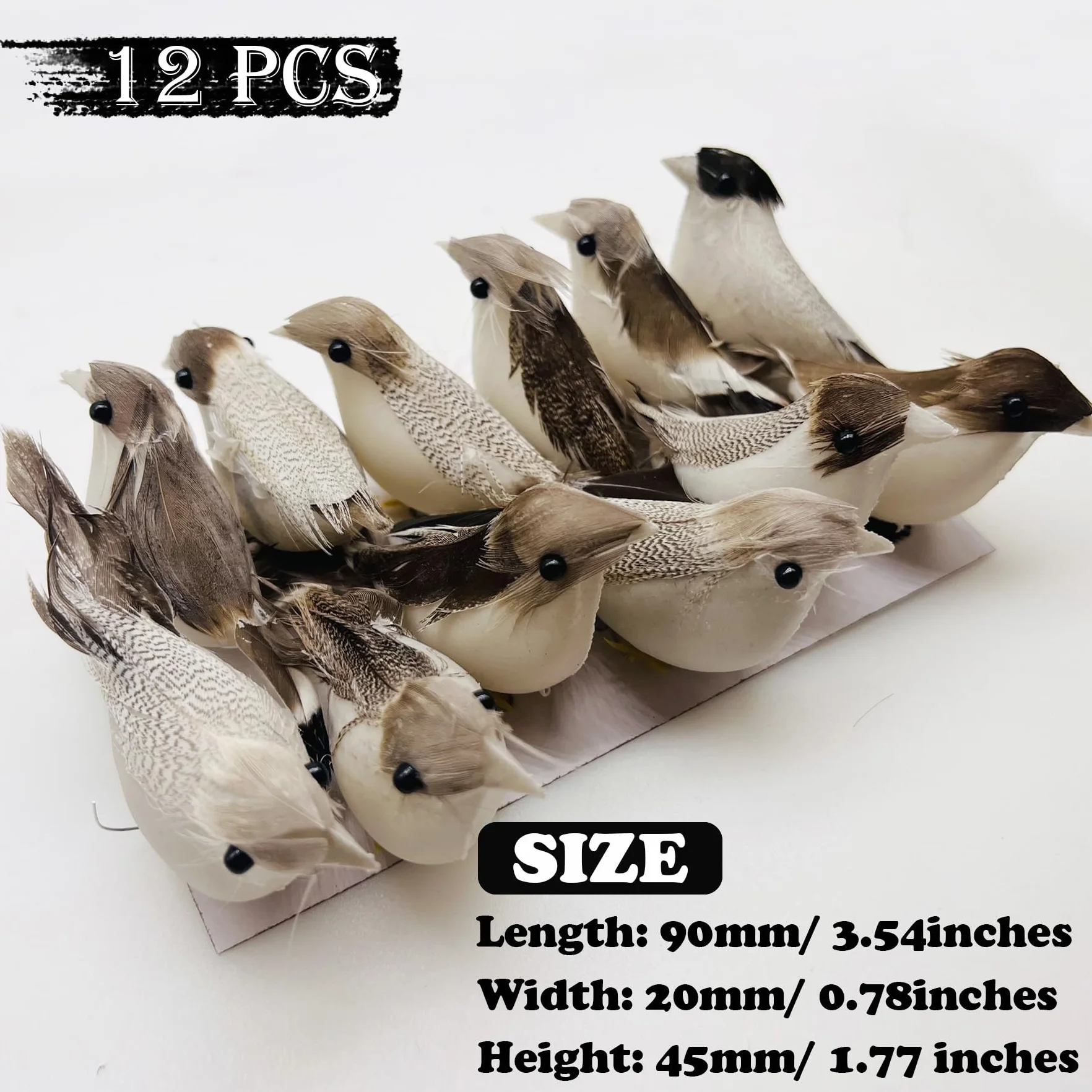 Pájaros de Imitación con Plumas, 12 Pz, Pájaro Artificial Decorativo Jardin