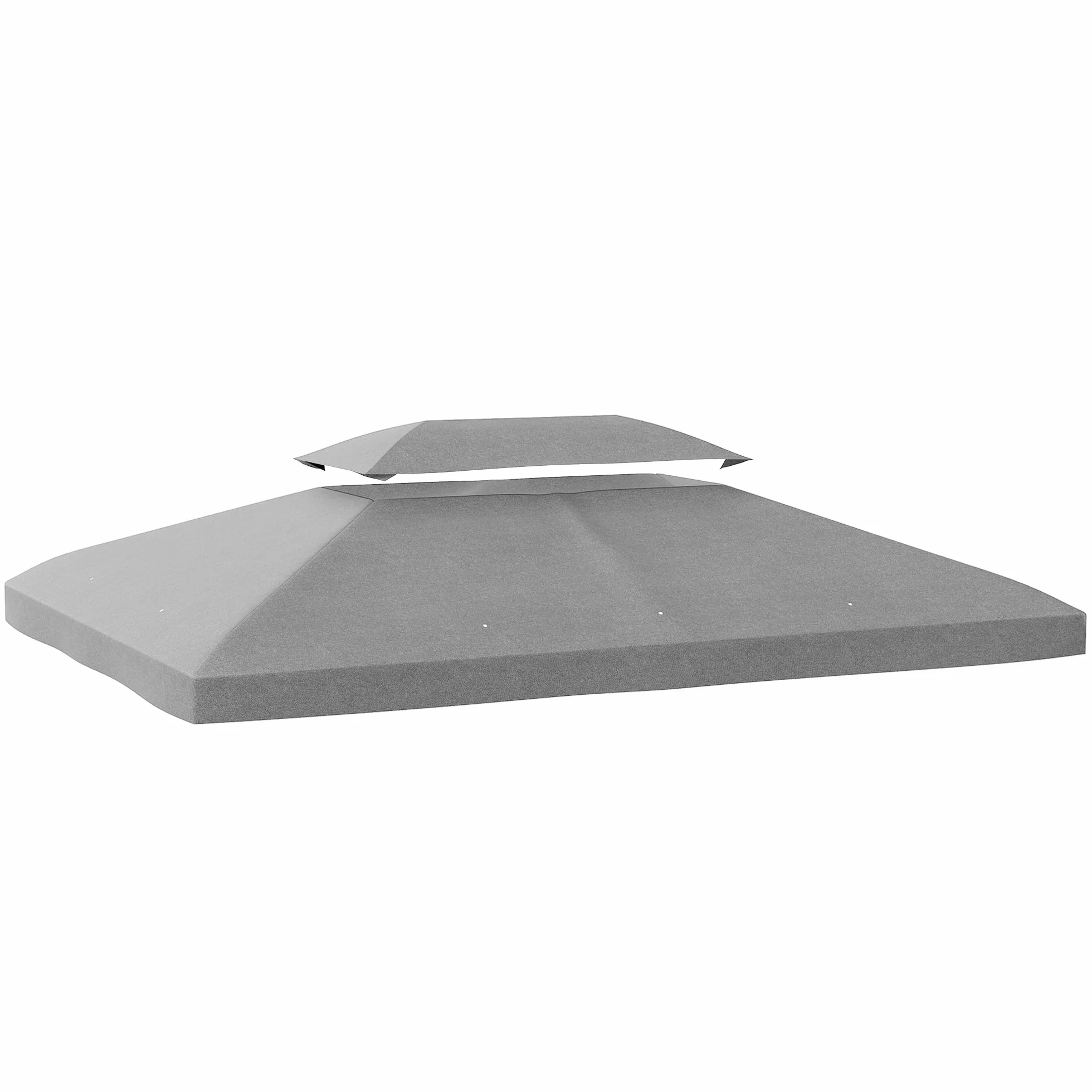 Outsunny Techo de Repuesto para Cenador, 4x3 m, Cubierta de Repuesto con Techo Doble, 10 Orificios de Drenaje y Protección UV, Solo Toldo de Recambio para Pabellón Gazebo, Gris Claro