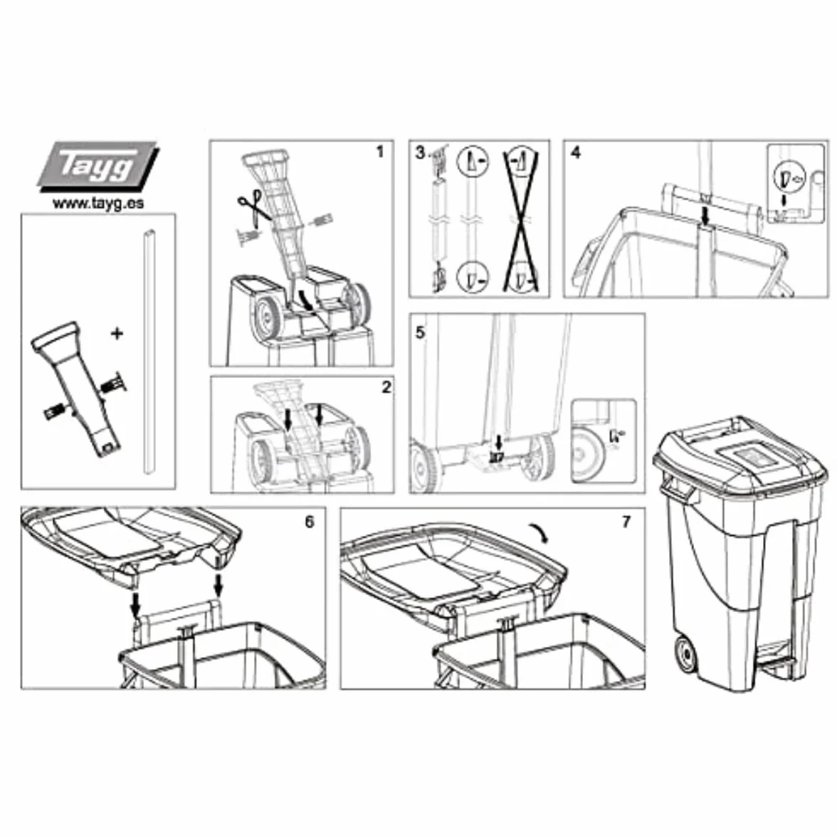 Tayg Contenedor de residuos 120 l pedal