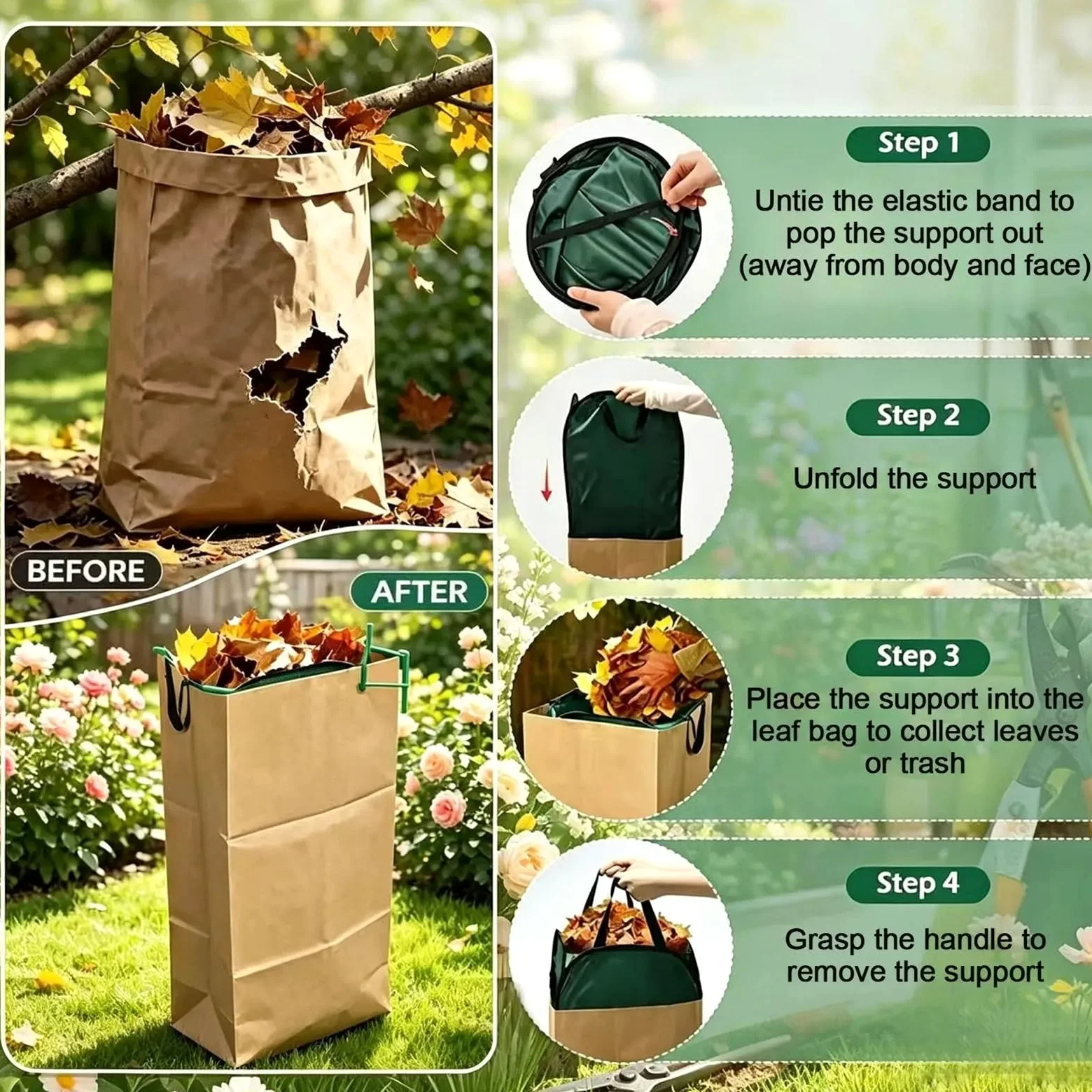 Bolsa para Residuos de Jardín Bolsa plegable impermeable for hojas de jardín