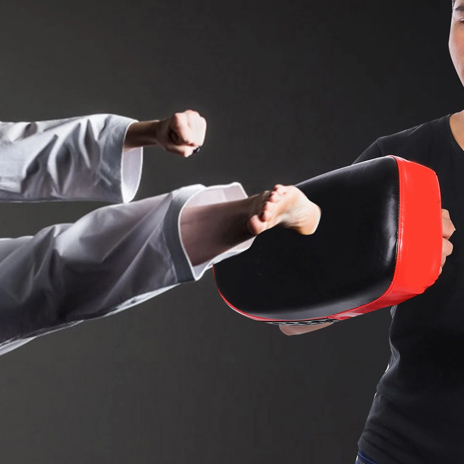 HERCHR Almohadillas de Boxeo, Almohadilla de Muay Thai para Entrenar Kickboxing Curvado Kicking Strike Shield