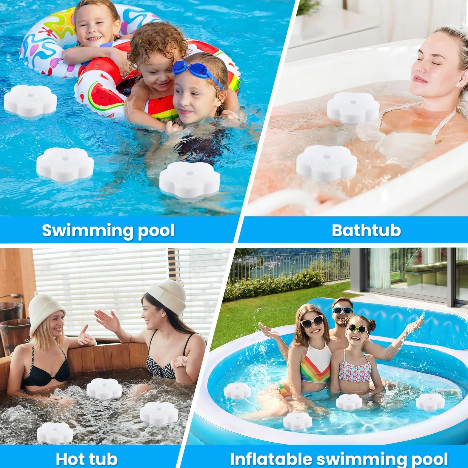 Esponjas Absorbentes Piscina Forma de Flor Absorbe Aceite Grasa Suciedad 12 PCS