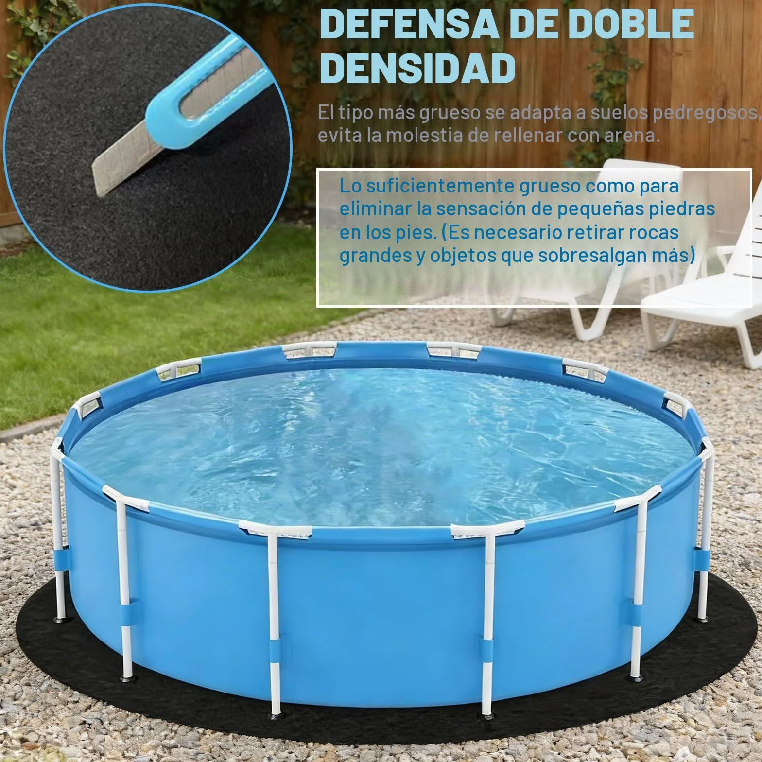 Base para piscina redonda FARYODI 305 cm - lona robusta sin costuras para piscinas desmontables