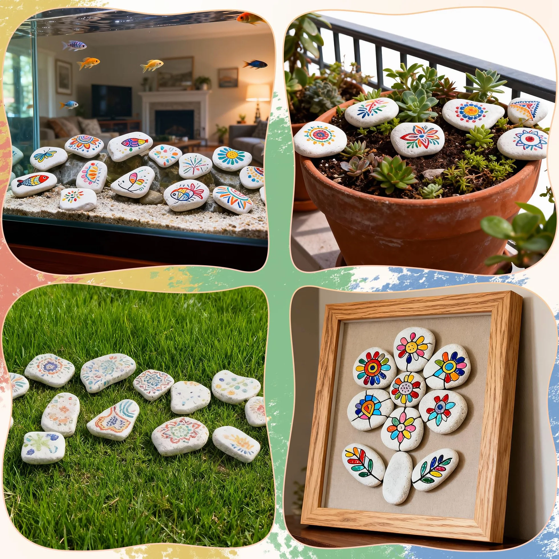 Piedras para Pintar 15 Piezas, 3-8 cm Naturales Irregulares, Blancas Decorativas para Macetas, Jardín y Acuarios