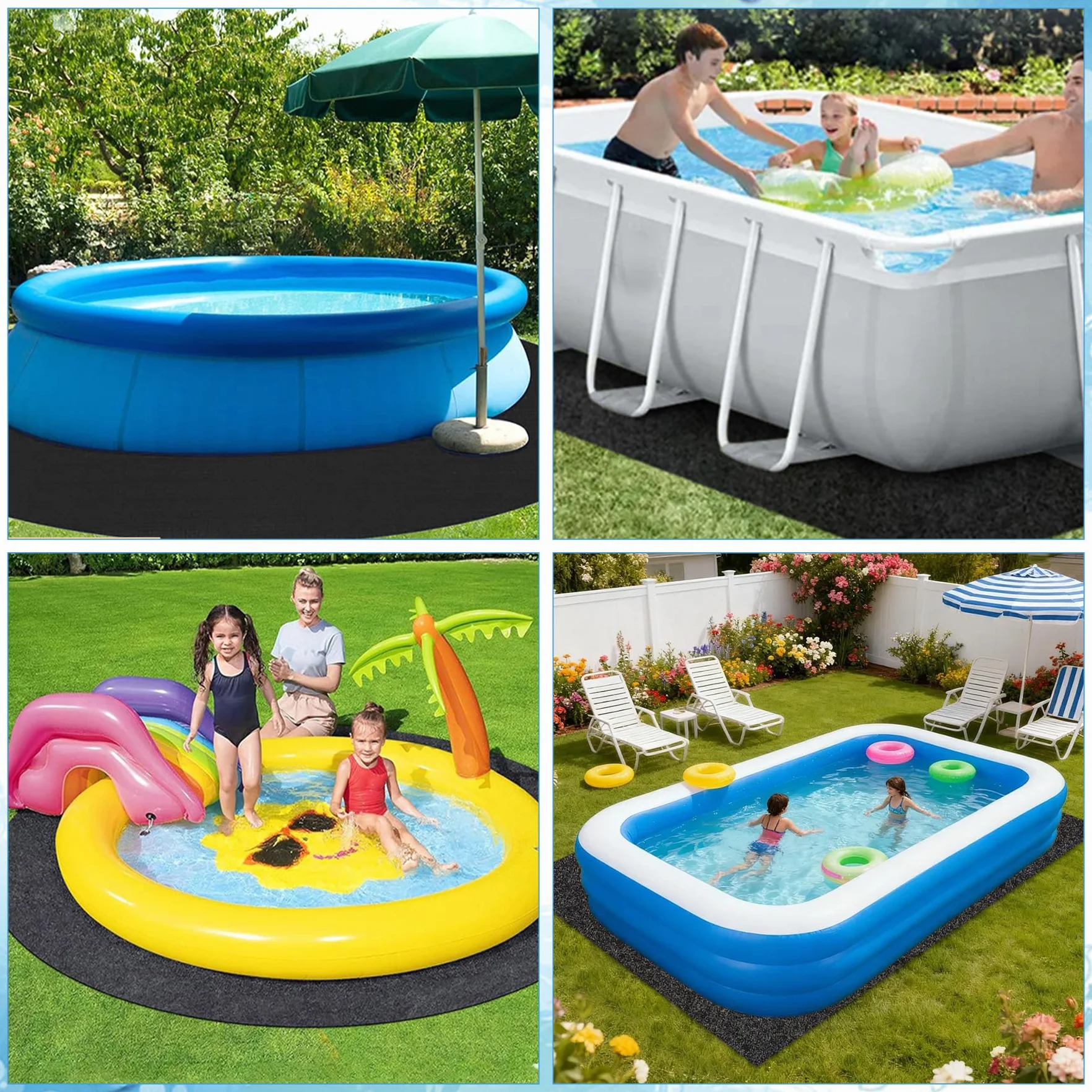 VEEKAY Base de Piscina 4m Redonda Geotextil 200g/m² Antideslizante