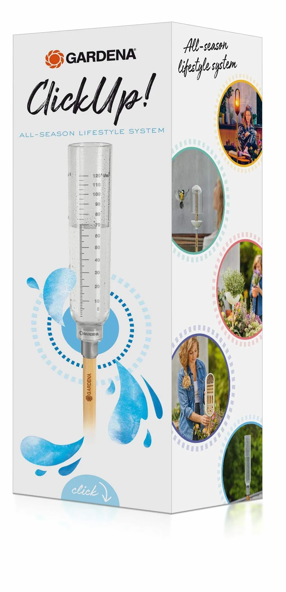 Gardena Pluviómetro ClickUp! 0-100 l/m², Vaciado Sencillo, plástico Resistente a Las heladas (11340-20)