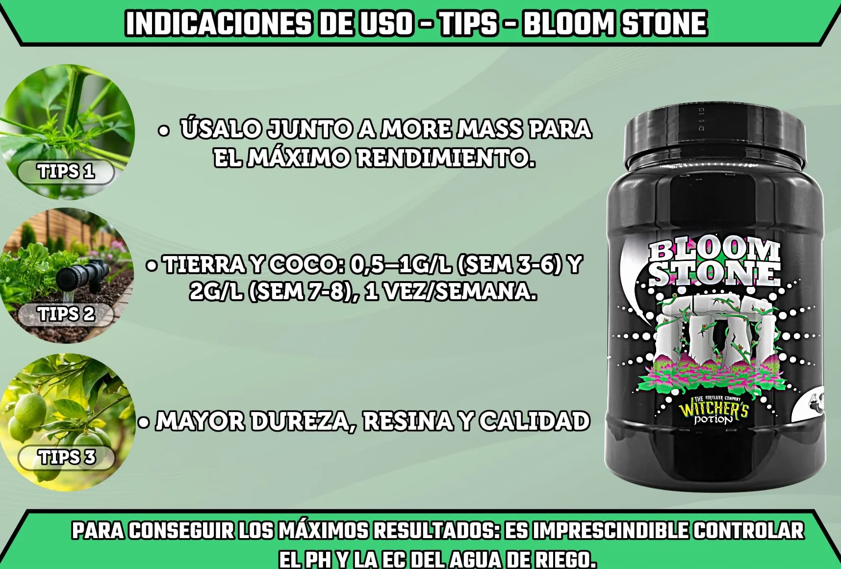BLOOM STONE Cannaboom Endurecedor de Cogollos Mineral en Polvo 500g Flores Más Duras Compactas Resinosas