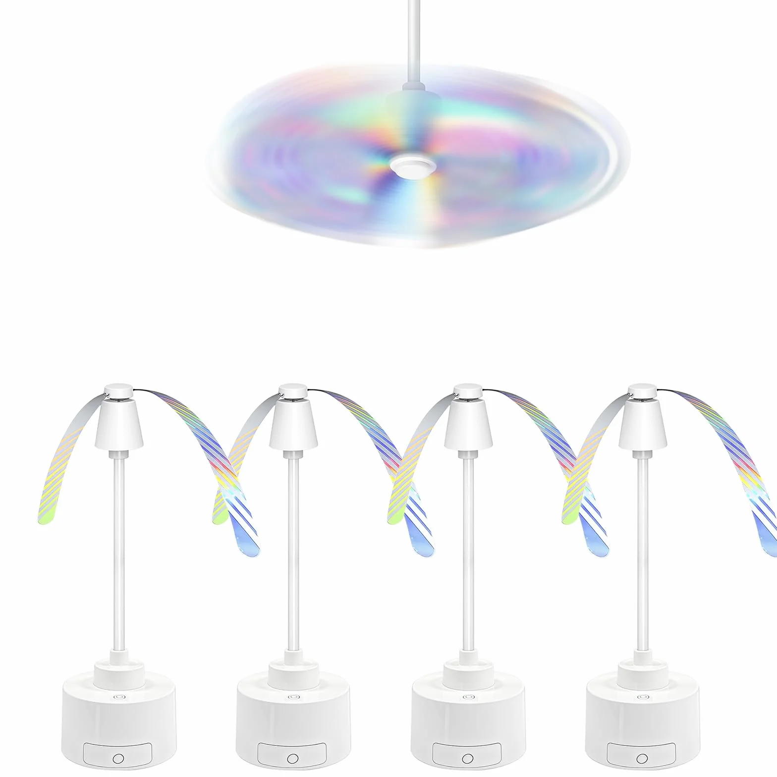 Ventilador Repelente De Moscas, 4Pcs Controlador De Trampas Para Mosquitos Con Cuello De Cisne Flexible De 360°, Luz LED Eliminación Física De Insectos Con Gancho Para Colgar Ideal Para Fiestas BBQ