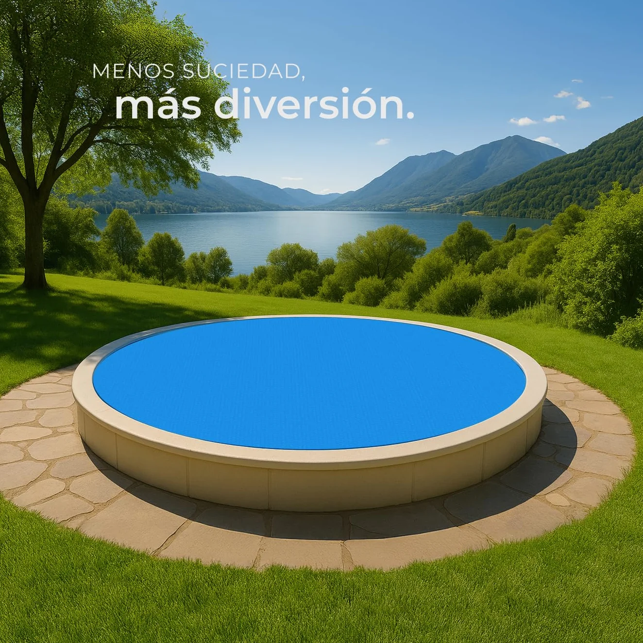 Tectake Manta Solar Piscina Redonda 381x381 cm Azul 110 µm Calentar Agua