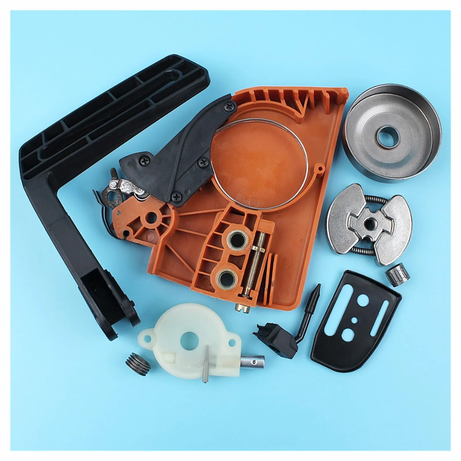 Cubierta de piñón freno cadena, Kit bomba aceite tambor embrague for Husqvarna 136 137 141 142, protector mango motosierra, placa barra engranaje helicoidal