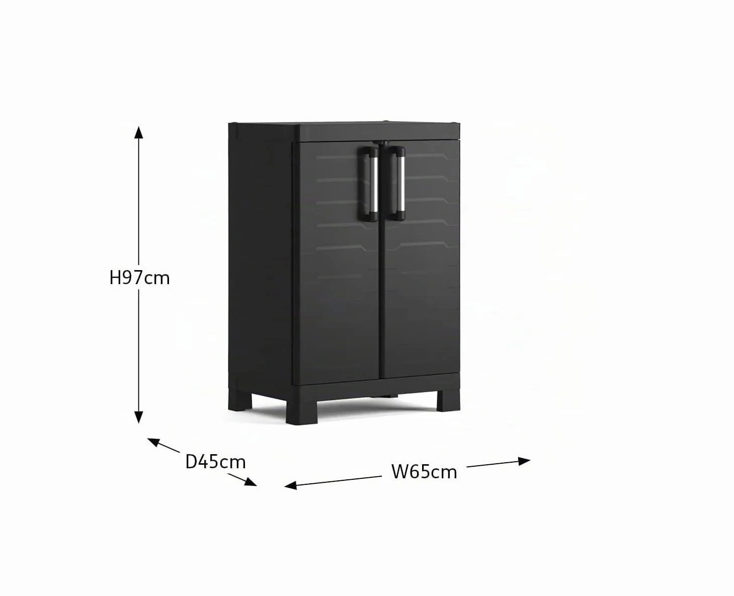 Keter Armario Detroit Bajo 182x65x45 cm Czarny Resina 2 Drzwi