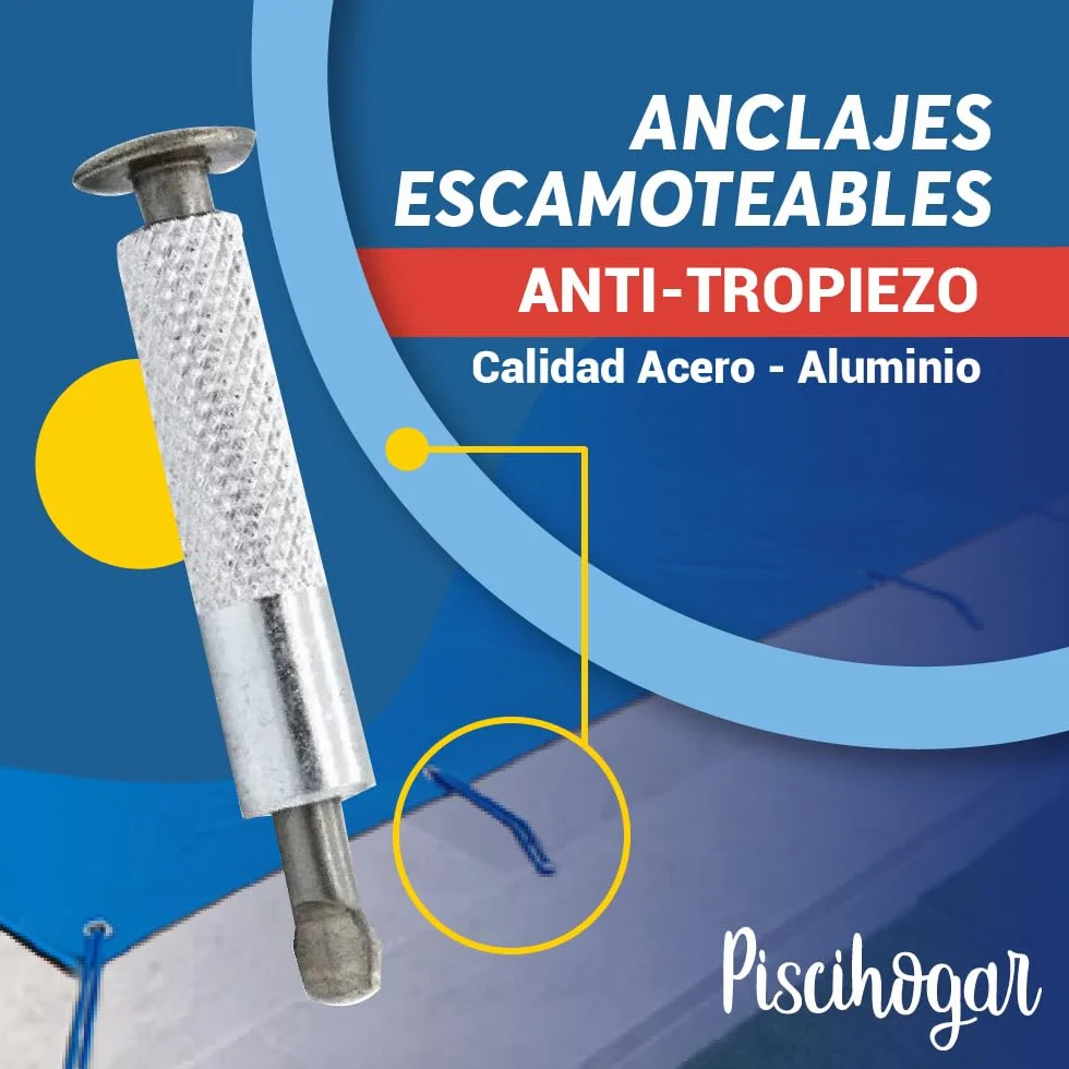 Tornillo de Anclaje para Lona Cobertor de Piscina 100% INOX Acero-Aluminio Escamoteable MONOBLOC Pack 20 Uds