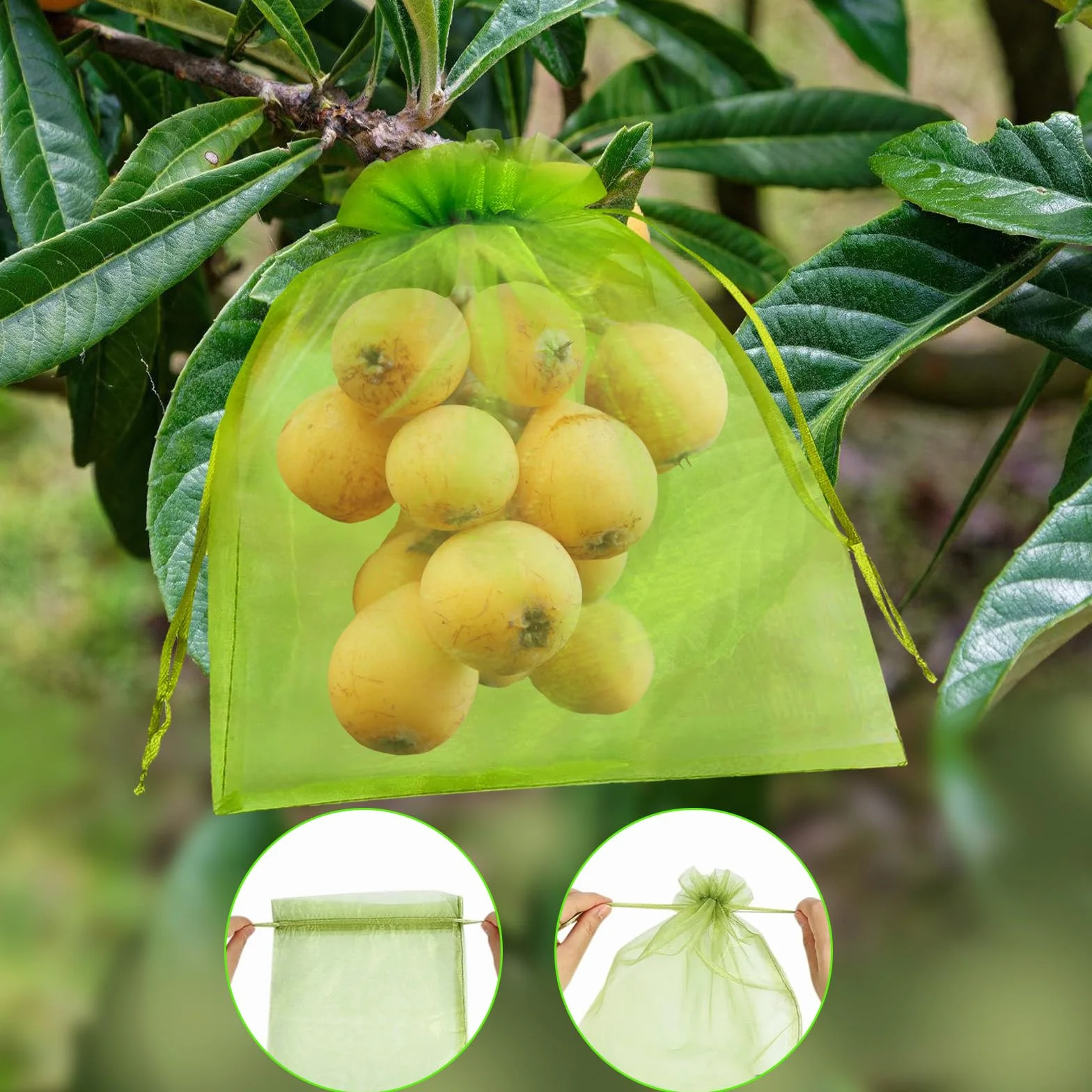 Bolsas Protectoras para Uvas 20x30 cm 50 Piezas Malla de Protección con Cordón