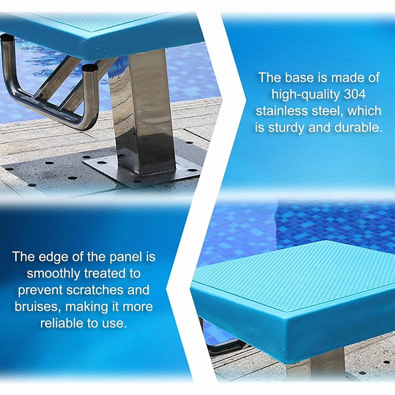 BOTOWI Trampolín para Piscinas Plataforma Antideslizante con Base de Acero Inoxidable para Competición de Natación
