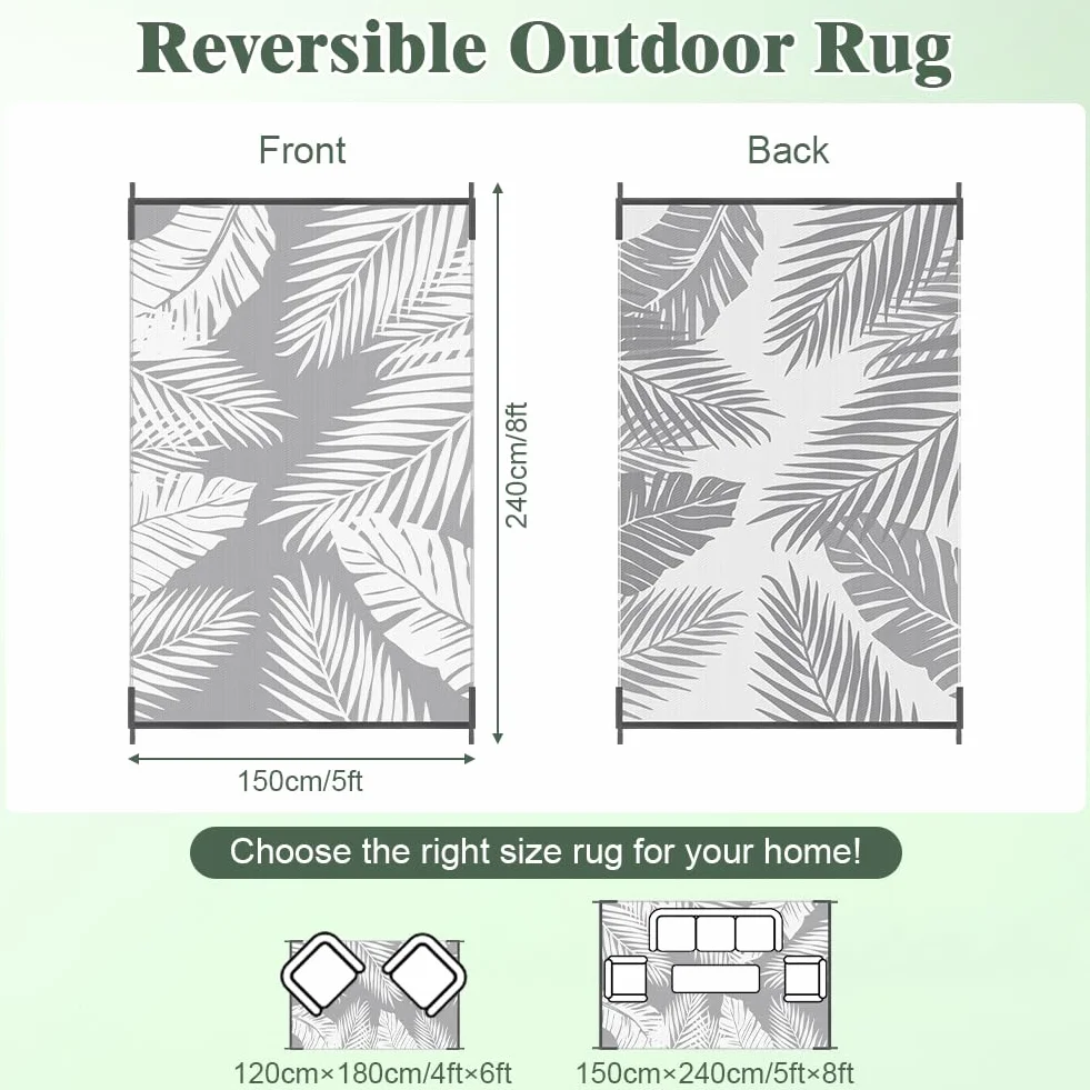 Alfombra Exterior Impermeable Reversible para Patio 150x240 cm AUAUY
