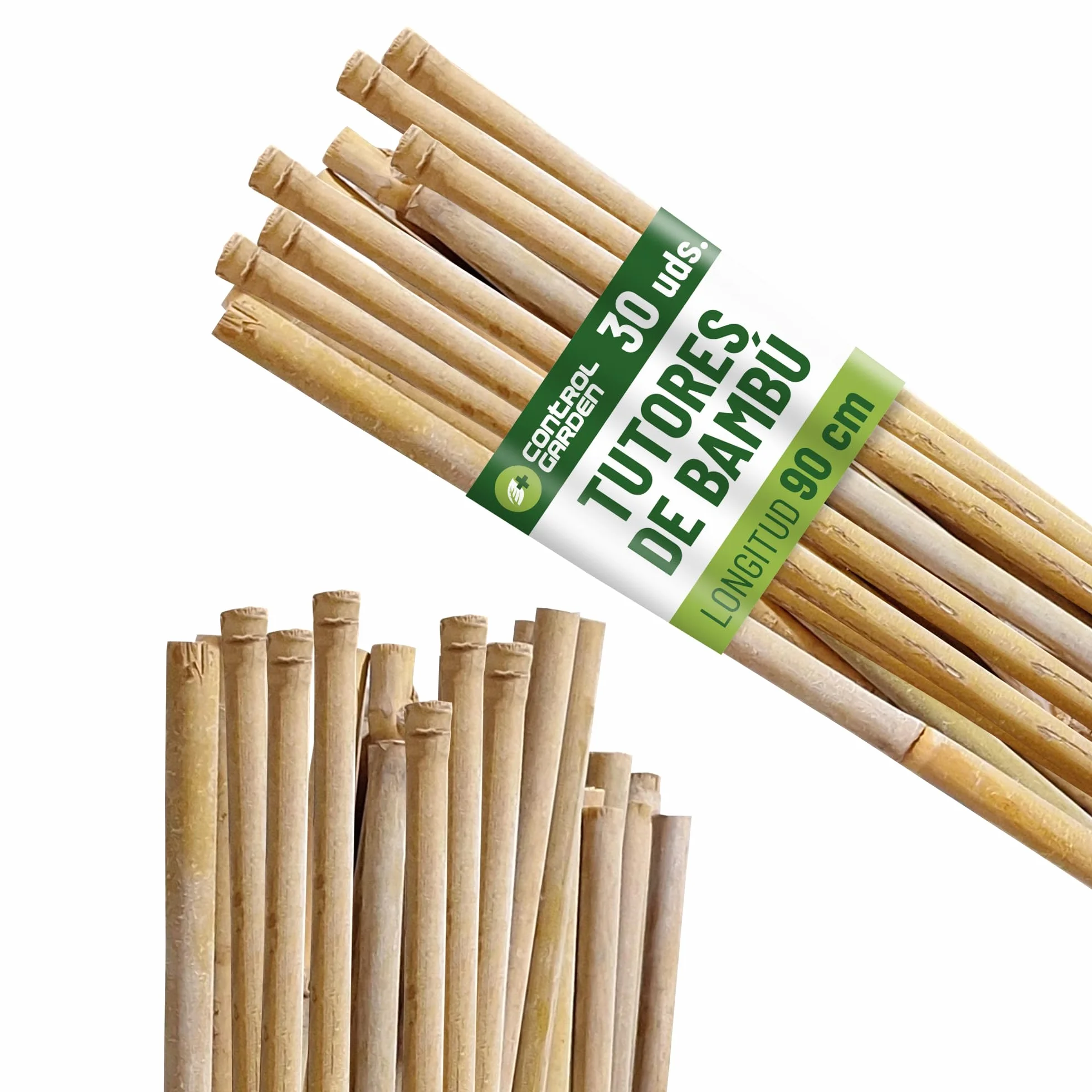 Tutor de Bambú Ecológico 90 cm Control Garden Pack 30 Unidades Estaca Natural ø 6-8 mm para Plantas