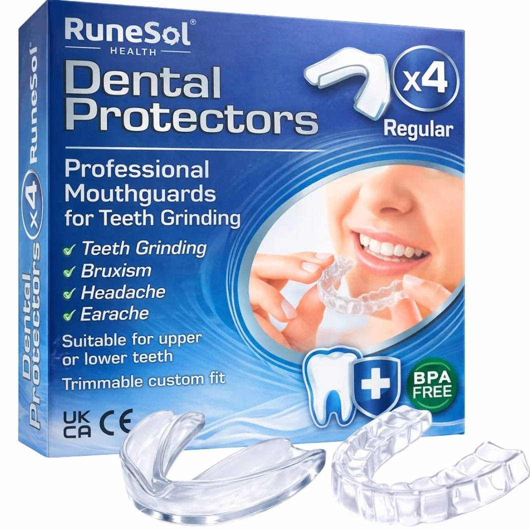 Runesol ferula descarga bruxismo, 4 x Normal, protector bucal para dormir