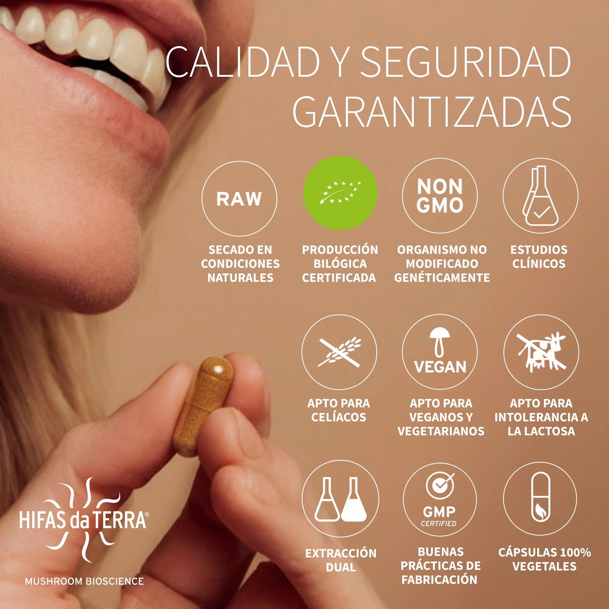 HIFAS DA TERRA Mico-Sol Extracto Puro de Champiñón de Sol + Vitamina C natural - 70 Cápsulas