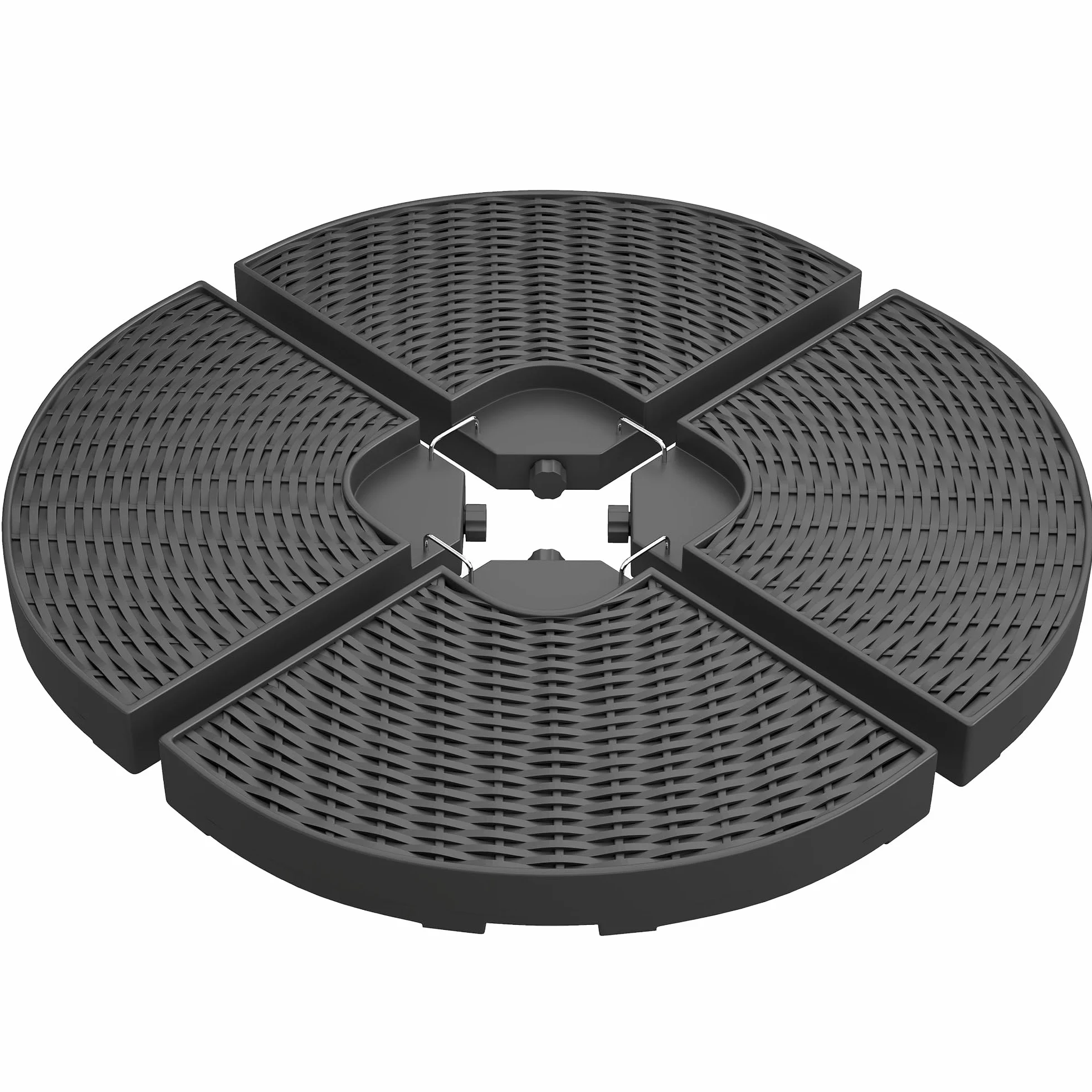 Outsunny Base para Sombrilla de 4 Piezas Rellenable con Arena 68 kg Negro | Soporte para Parasol, o Agua 52 L, para Jardín Patio Terraza