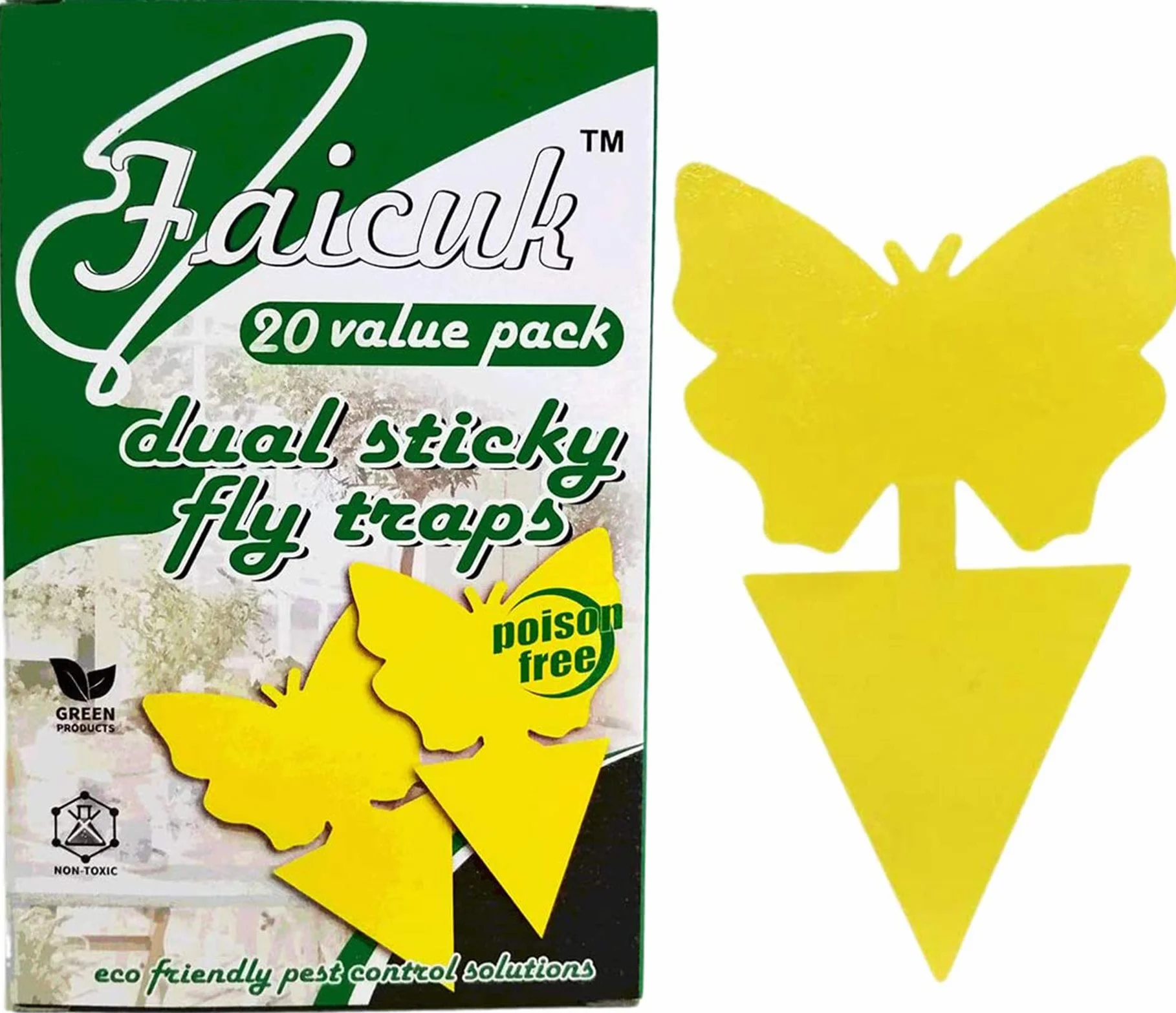 Faicuk - Trampas Adhesivas para Control de Insectos de Moscas para Plantas domésticas (20 Unidades)