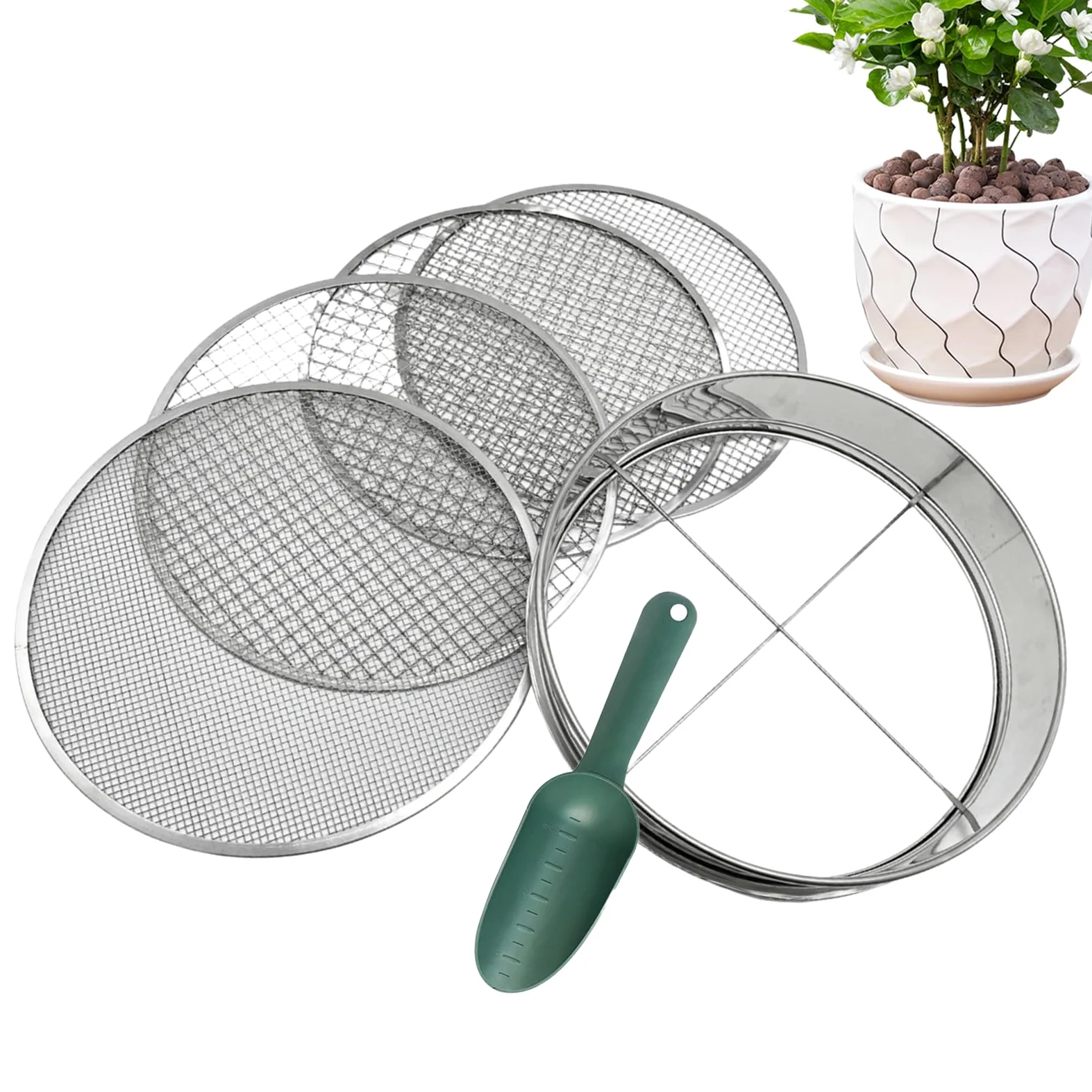 Tamizador De Compost Fácil Instalación Liberación Rápida Criba de Jardín | Criba de Tierra para Grava Serrín Vermicompost Hierba