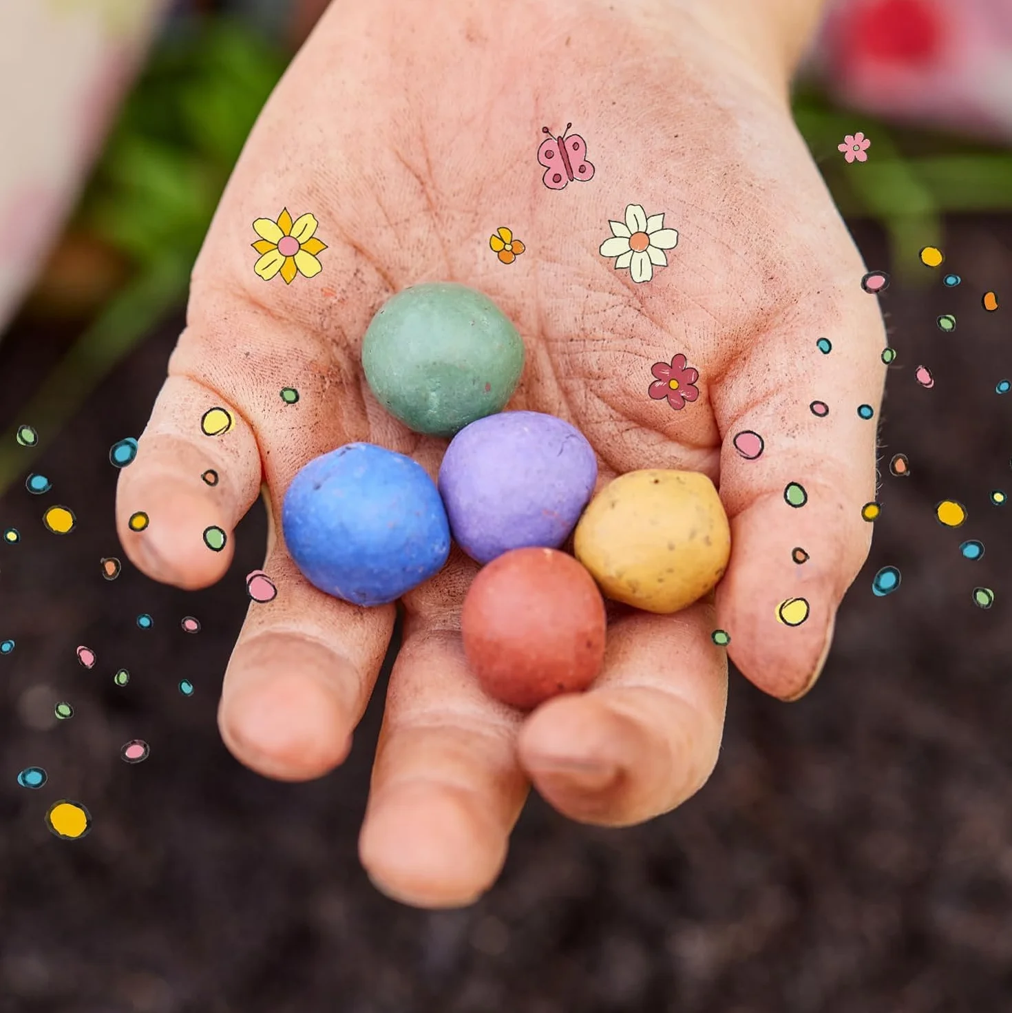 Canicas de flores ecológicas 25 bolas colores semillas regalo niños