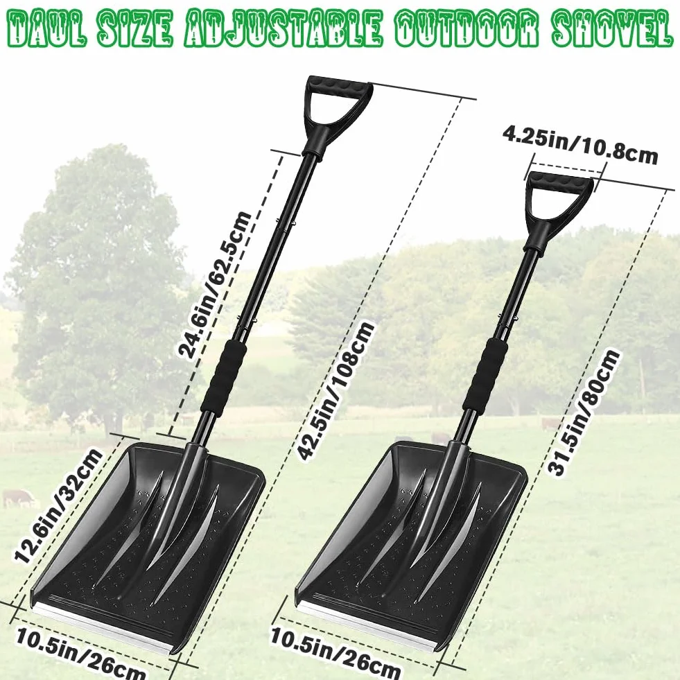 Pala de Nieve 108 cm Plegable 4 Piezas Desmontable Portátil Ligera Gran Capacidad