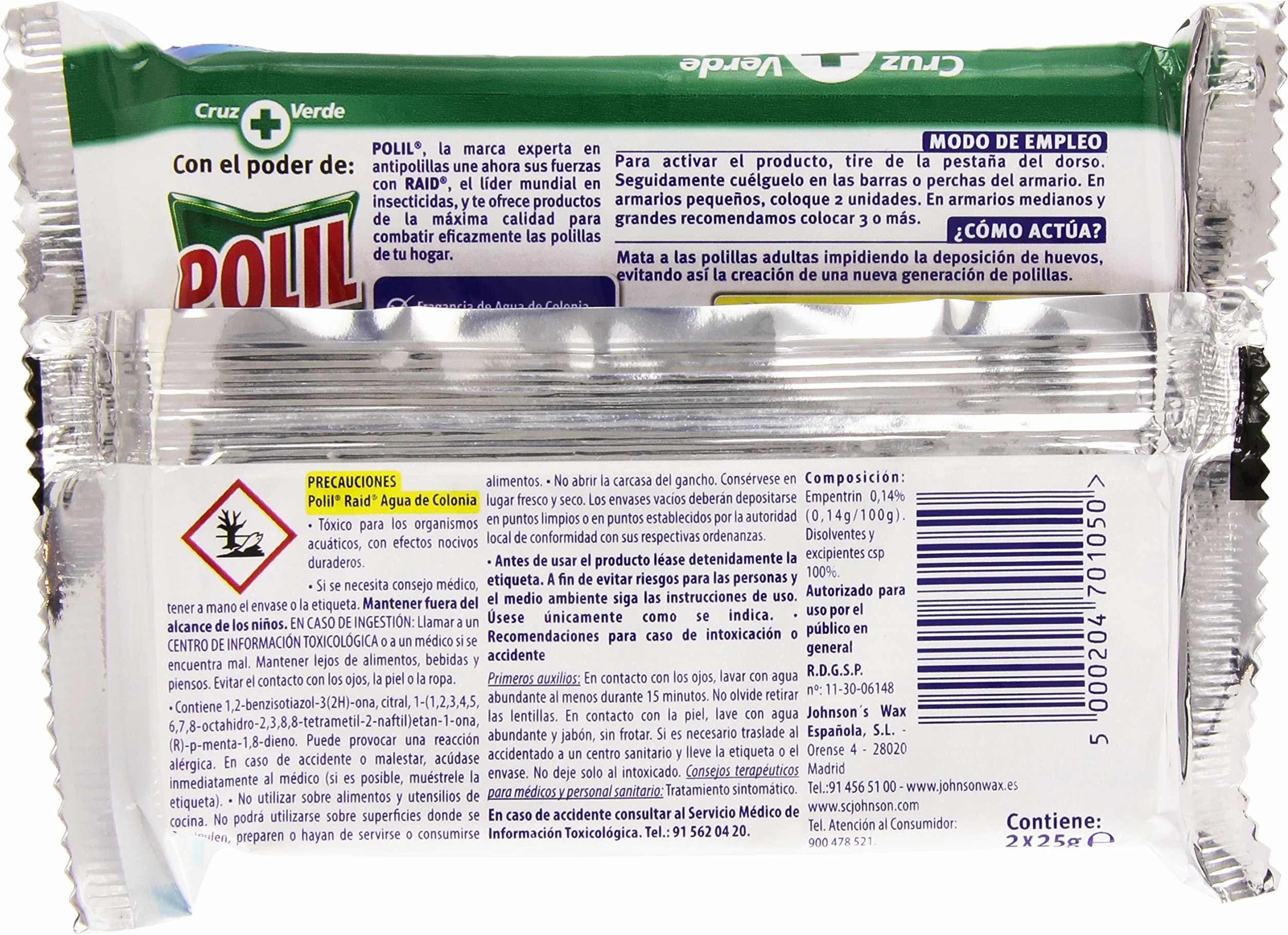 Polil colgador antipolillas aroma agua de colonia paquete 2 uds