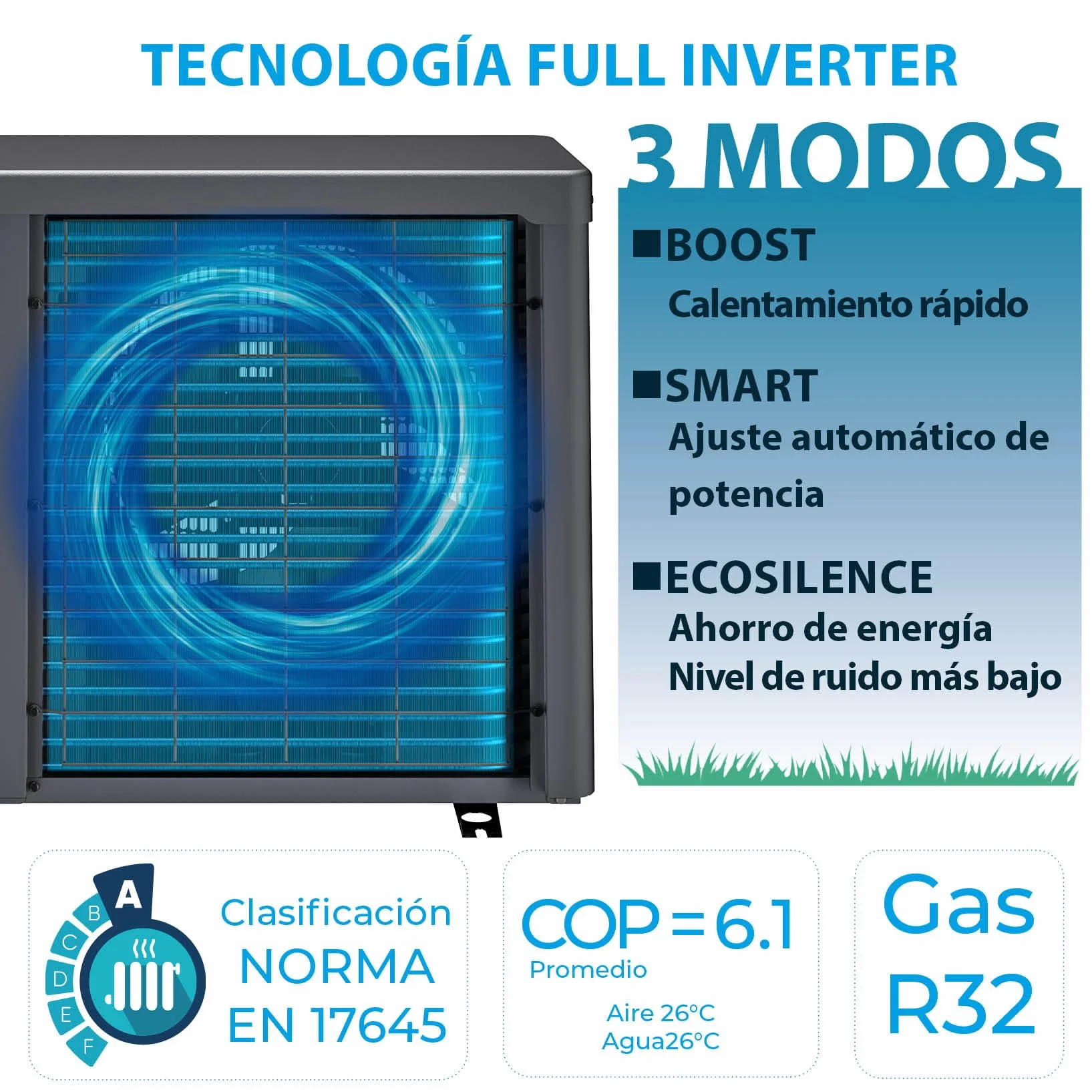 Bomba de Calor Full Inverter para Piscinas hasta 30 m3 con Fluidra App
