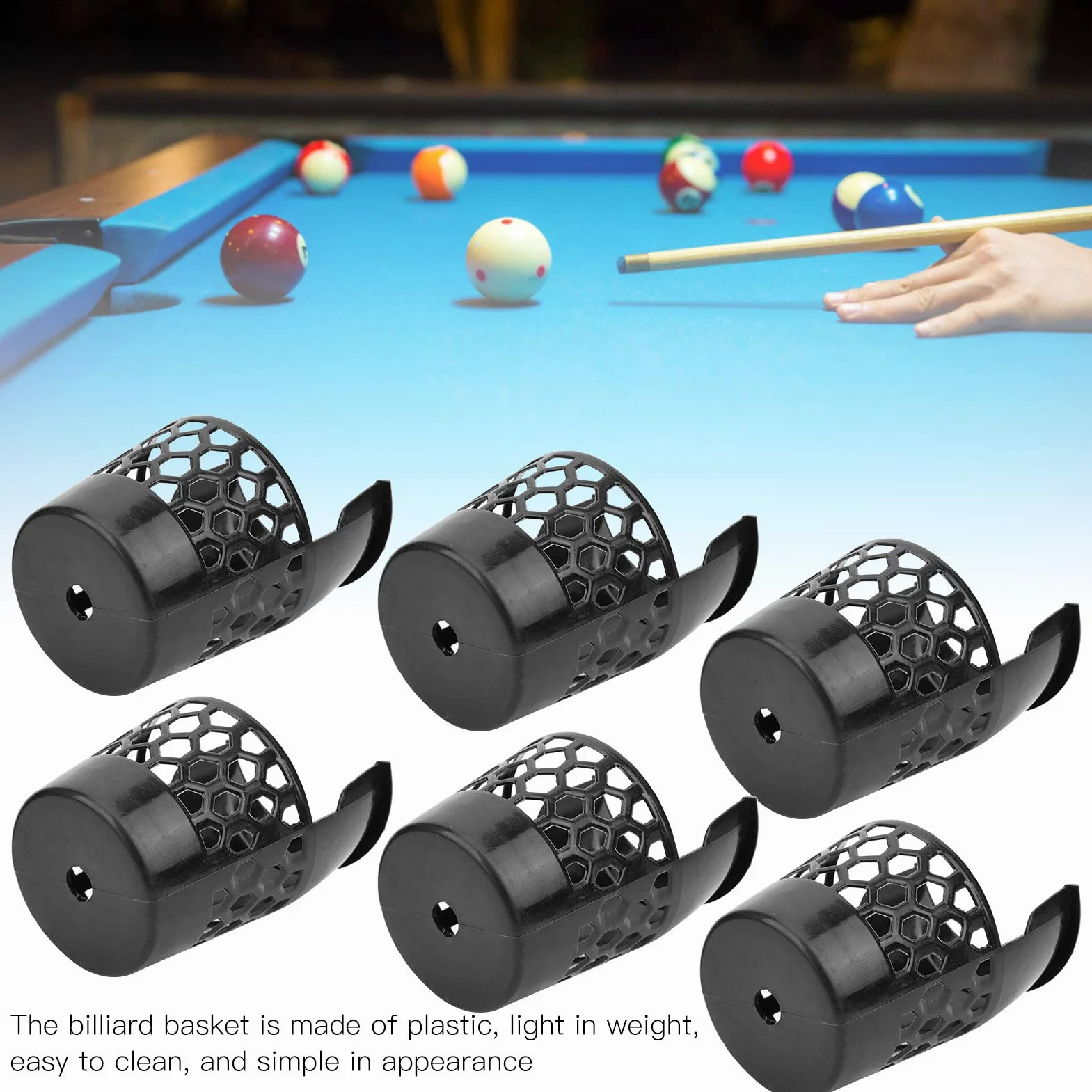 Bolsillos para mesa de billar 6 piezas redes de plástico accesorios