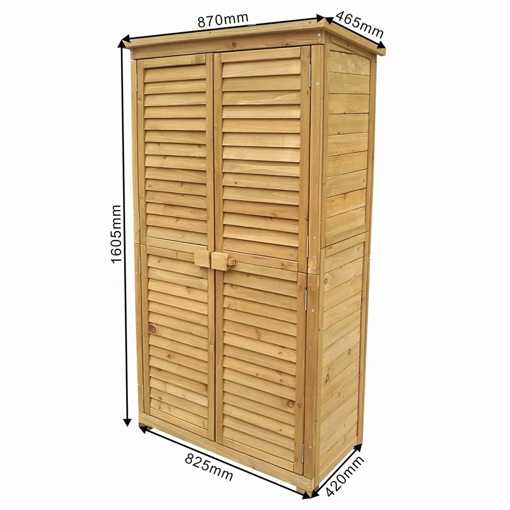 Wiltec Caseta de Madera para jardín 87 x 46,5 x 160 mm Puerta de Lamas con tejado bituminoso