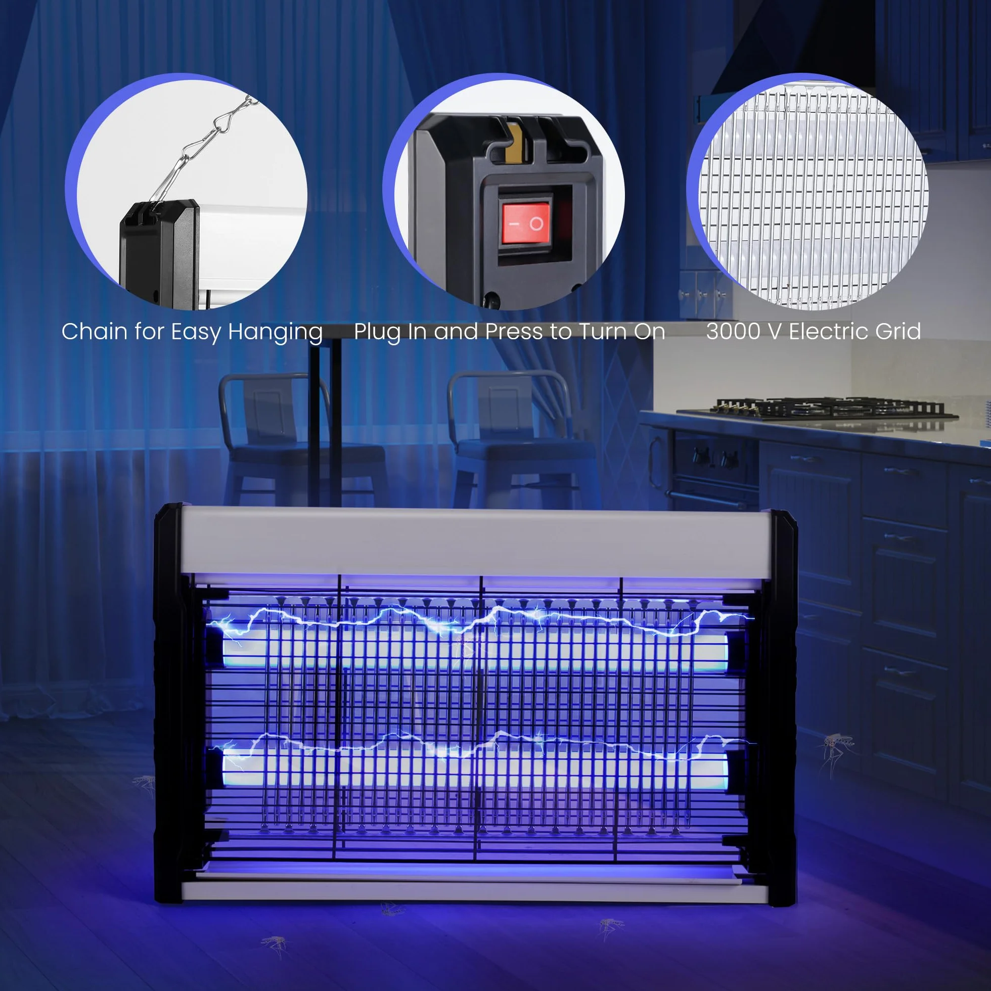 Lámpara Matamosquitos 3200 V Matamoscas Eléctrico Jardín Patio Cocina Industrial