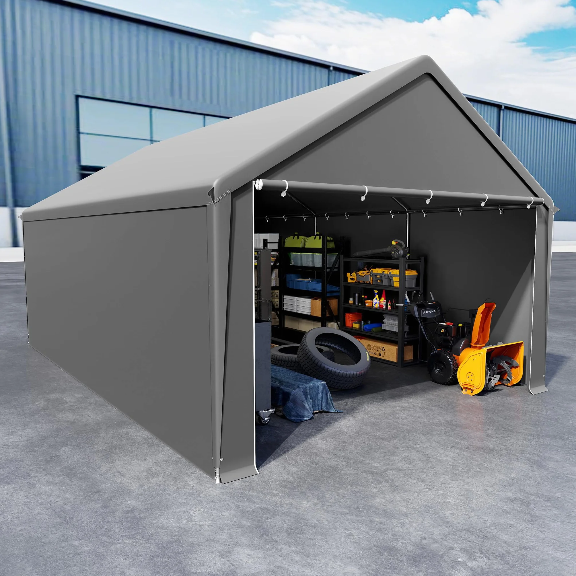 XMTECH Tienda de campaña para garaje 4x6 m resistente UV con puertas refugio para coche SUV