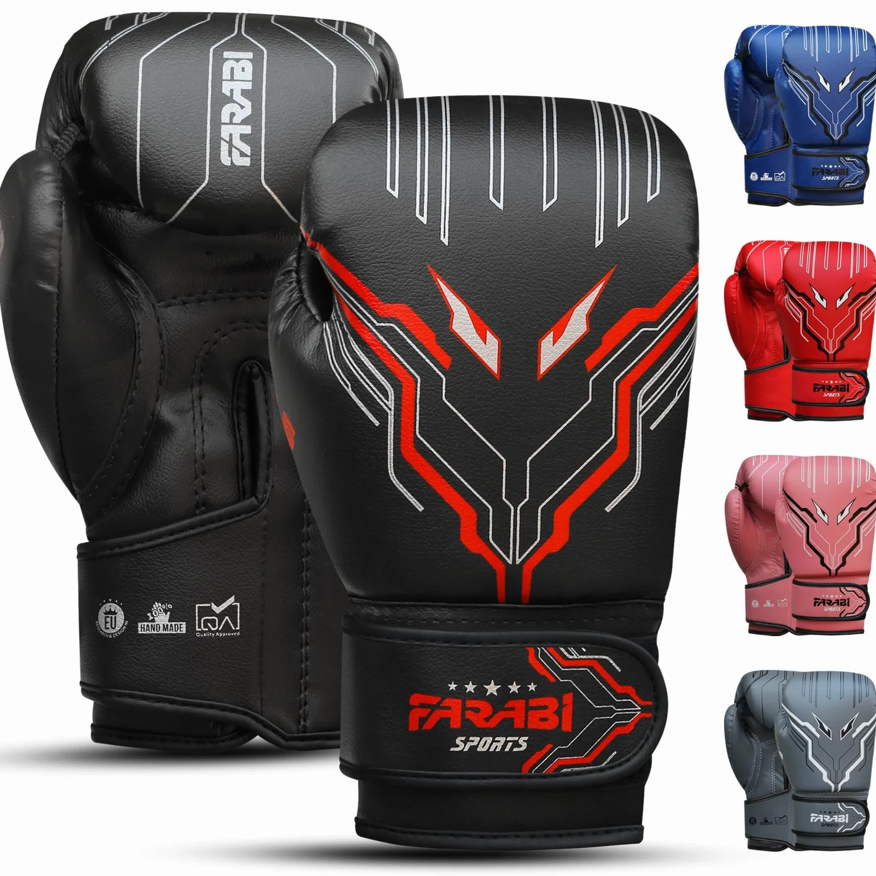 Farabi Sports Guantes de Boxeo Niño 6 oz Youth Junior Muay Thai MMA Saco Entrenamiento 5-10 años
