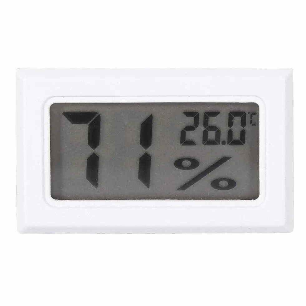 Higrómetro LCD Digital Termómetro de Humedad para Interior Monitor Hogar Oficina Invernadero Blanco