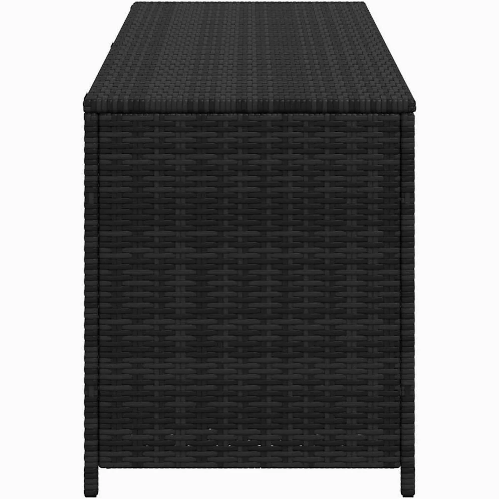 Caja de almacenaje para muebles de jardín, de polirratán, 150 x 50 x 60 cm, color negro